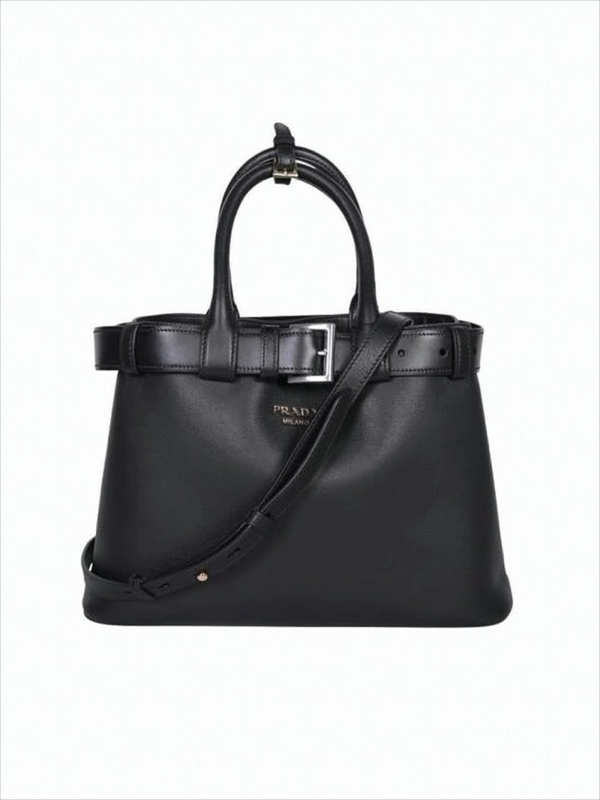 Structured Black Calf Leather Tote