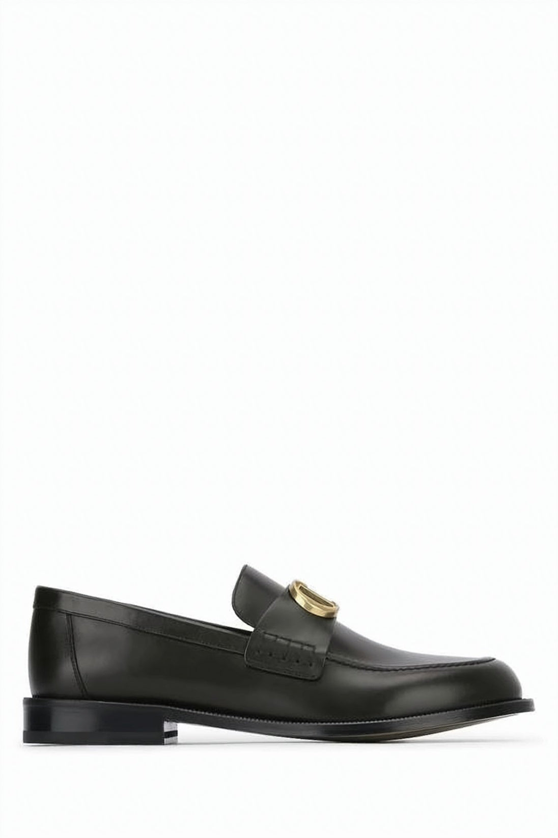 Polished Calf Leather Loafer with Metallic Emblem