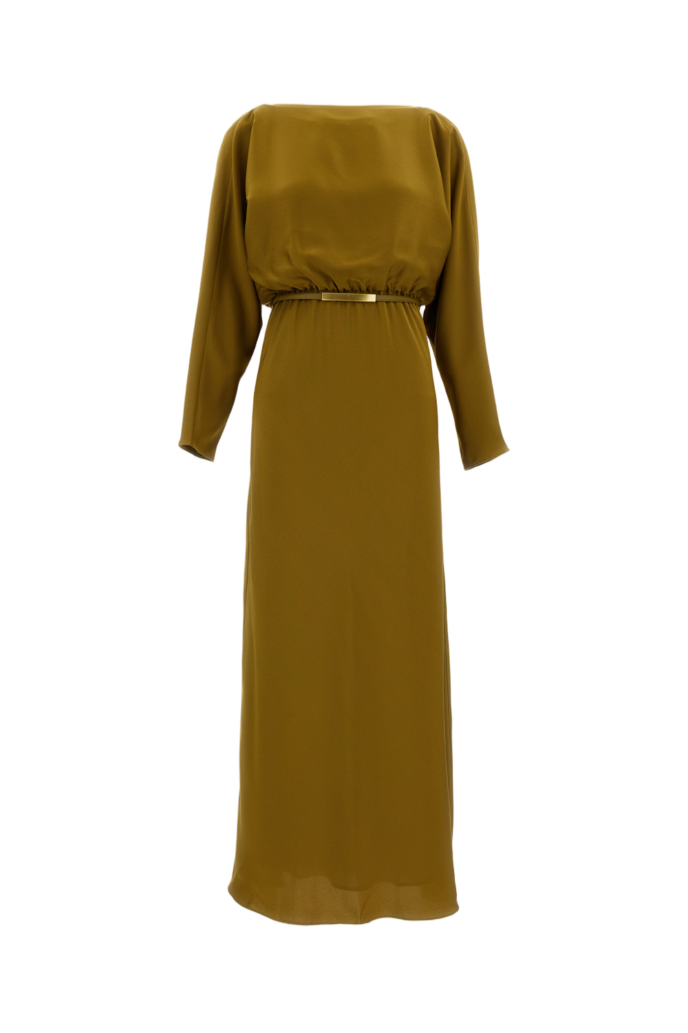 Olive Green Long-Sleeved Maxi Dress