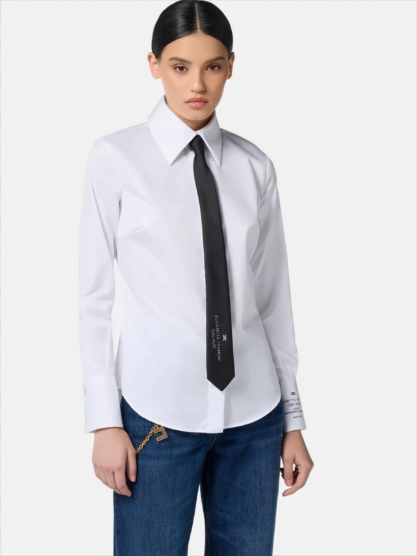 Crisp Cotton Poplin Shirt With Button-Embellished Collar