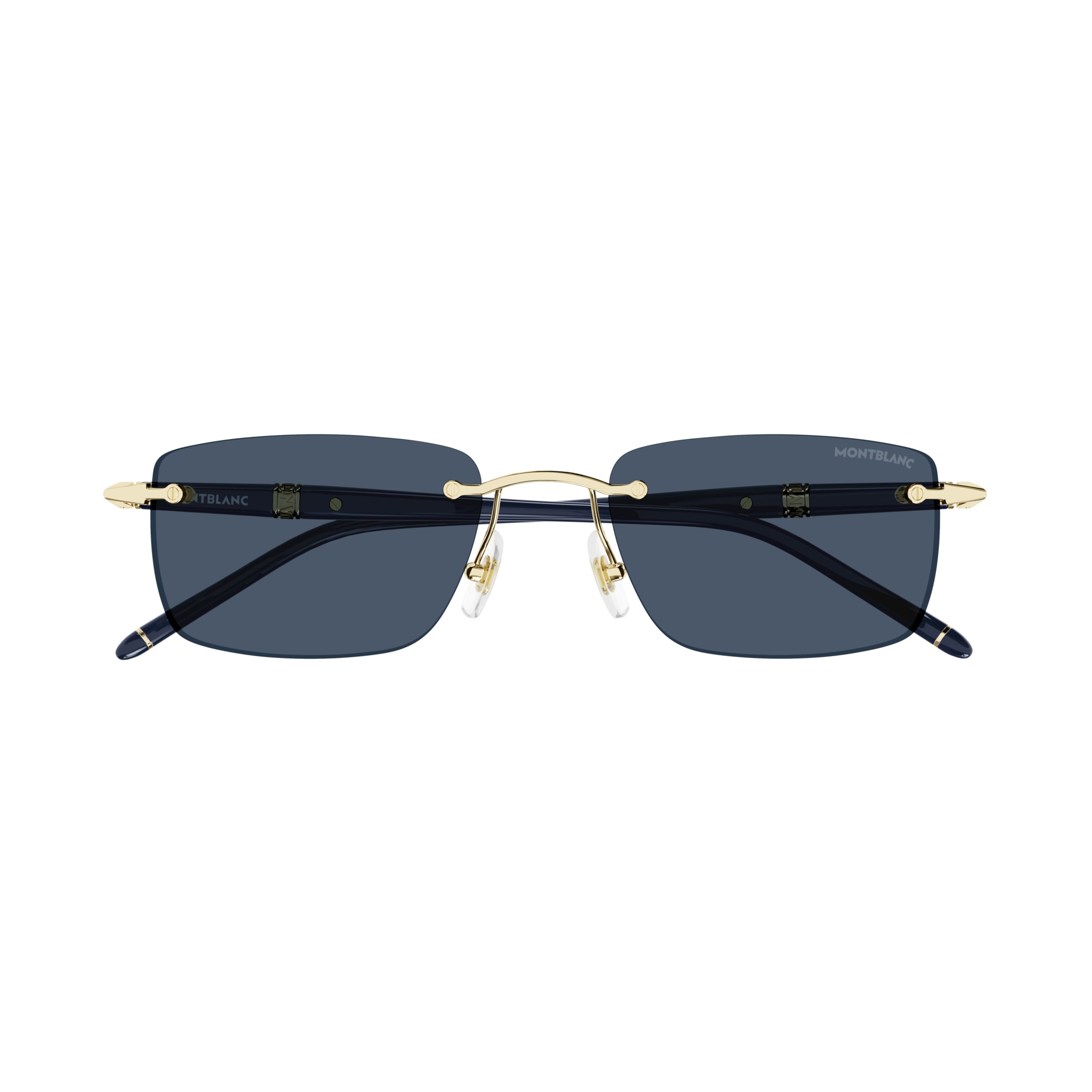 Rimless Rectangular Sunglasses with Gold Accents