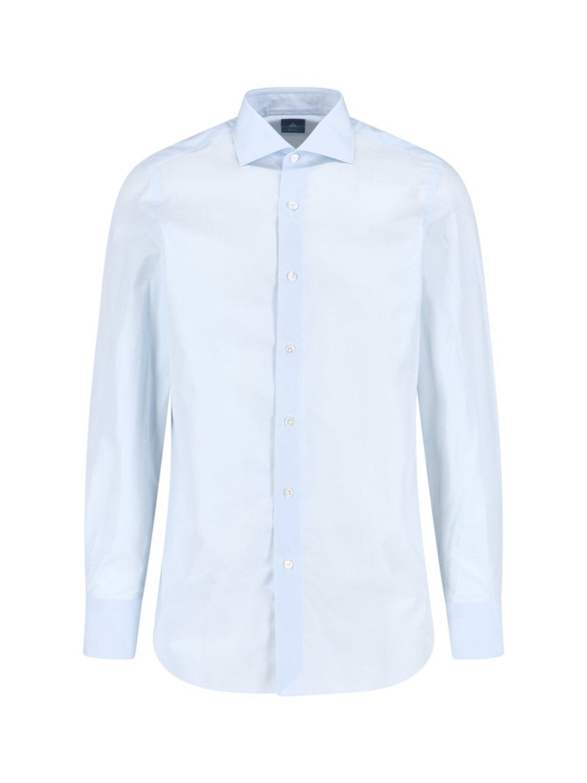"Milano" Shirt, In Light Blue Cotton, Classic Collar