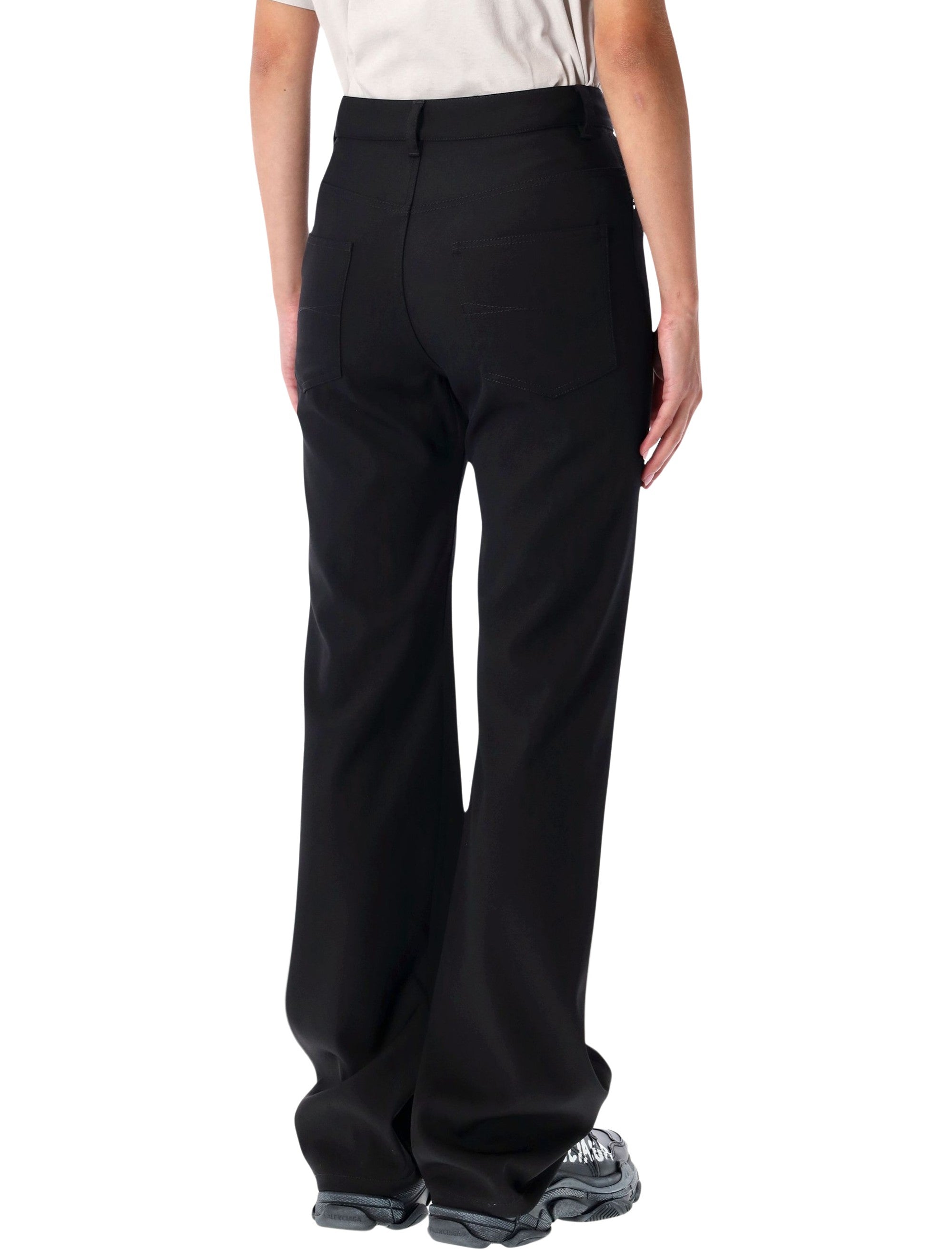 Black Straight Fit Tailored Wool Pants