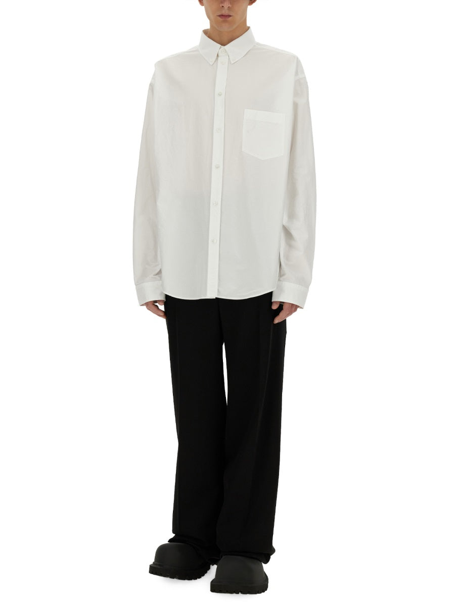 Relaxed Fit White Cotton Shirt with Classic Collar