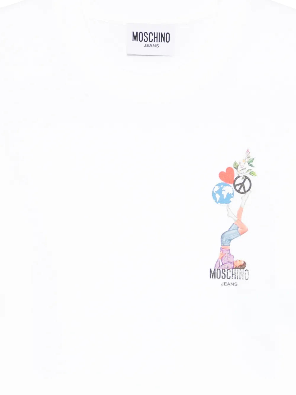 Cropped White T-Shirt with Playful Graphic Accents