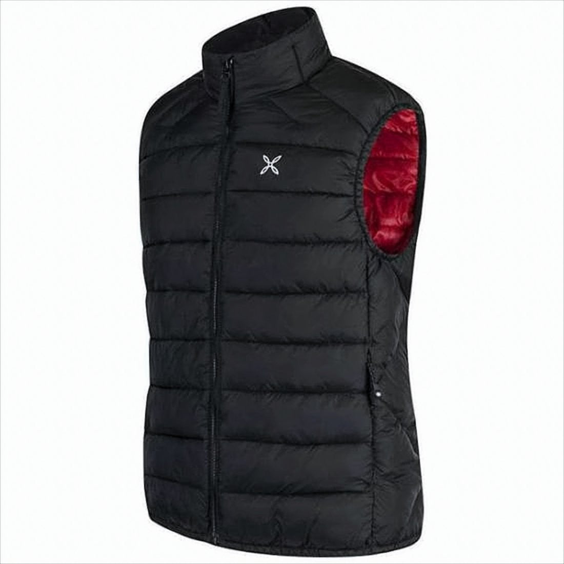 Quilted Black Vest With High Collar And Functional Pockets