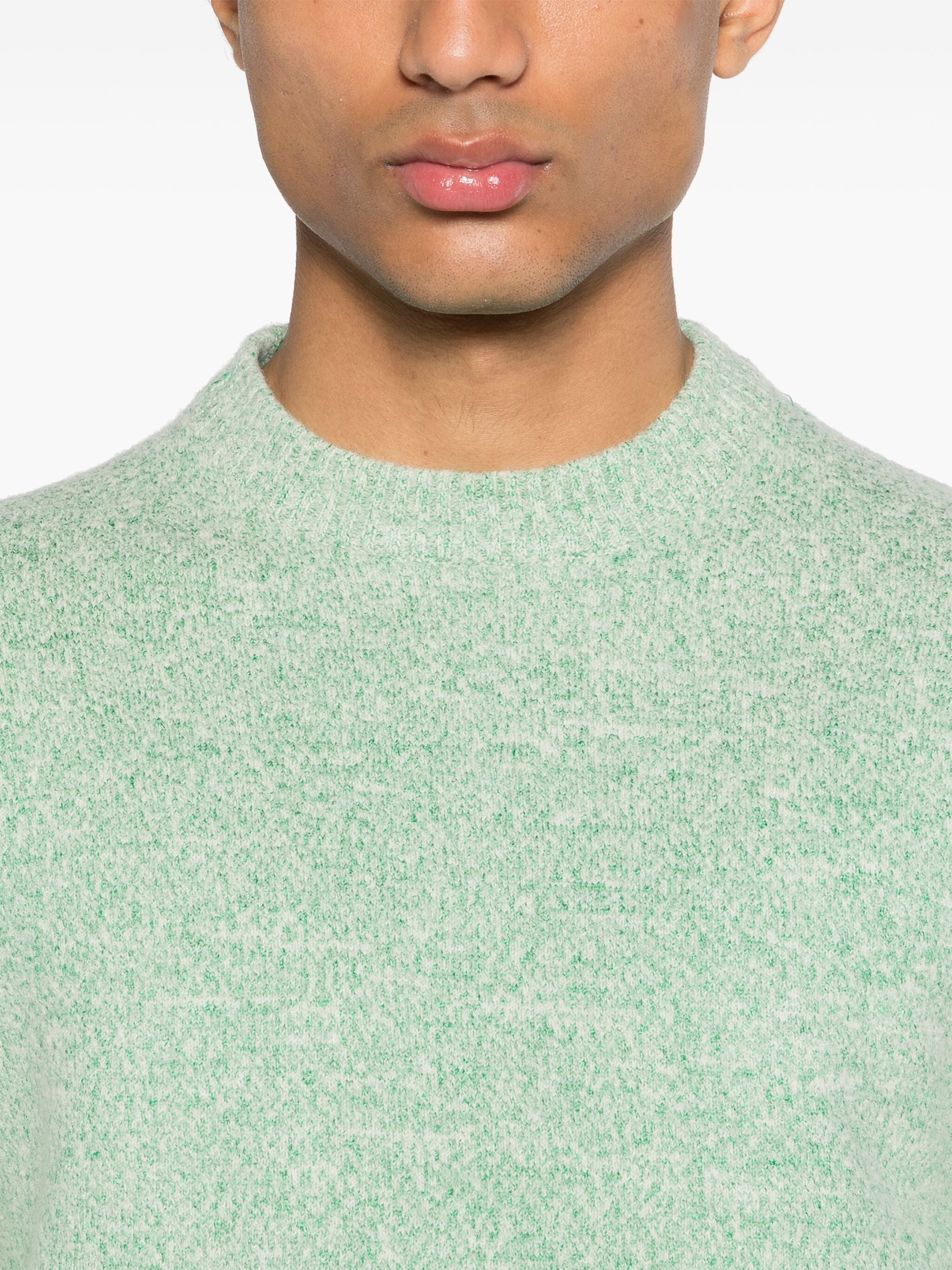 Green Textured Knit Viscose Sweater