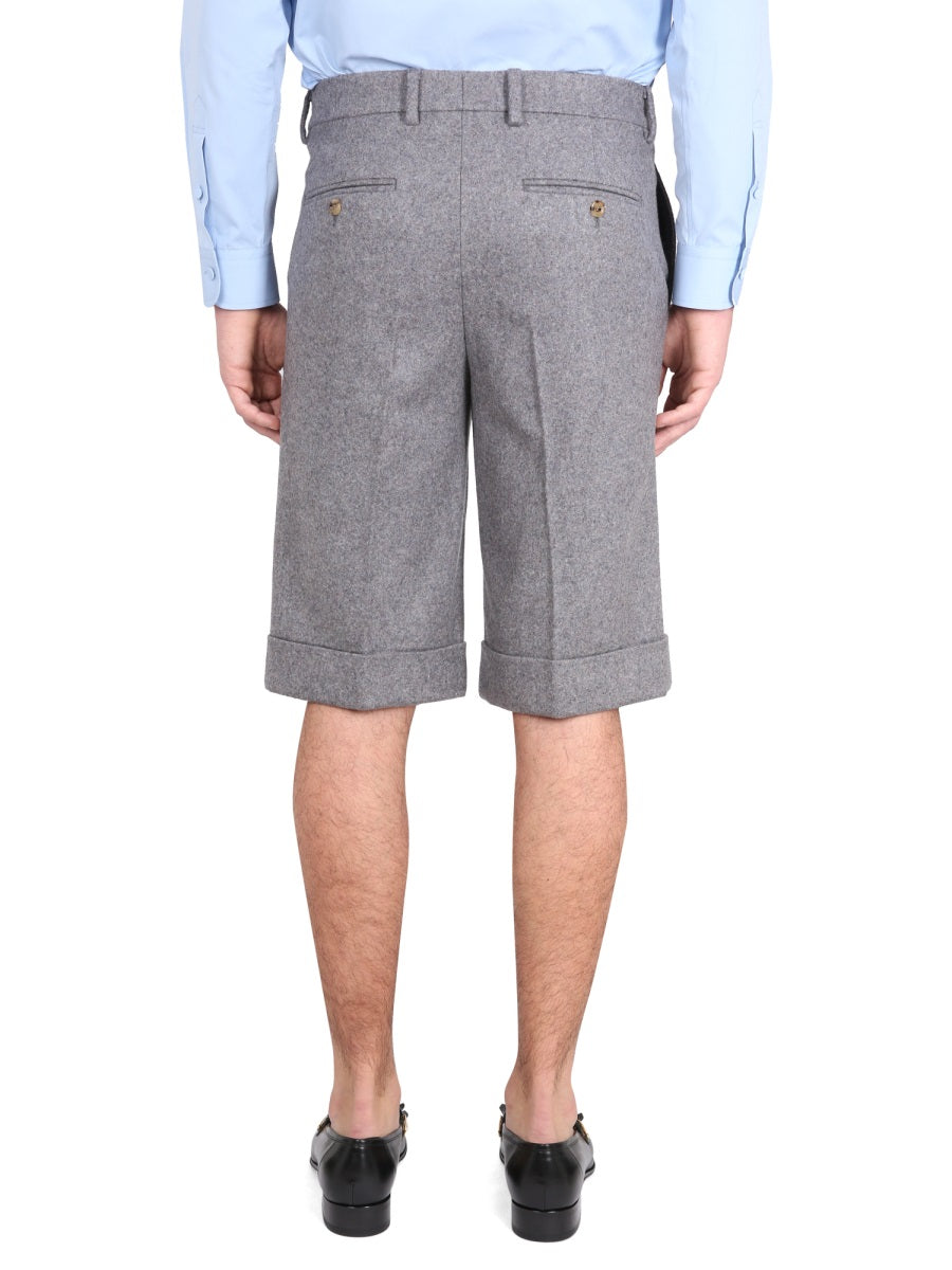 Tailored Melange Wool-Cashmere Blend Shorts