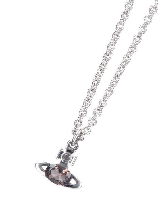 Delicate Planet Pendant Necklace In Oxidized Silver With Platinum Accents