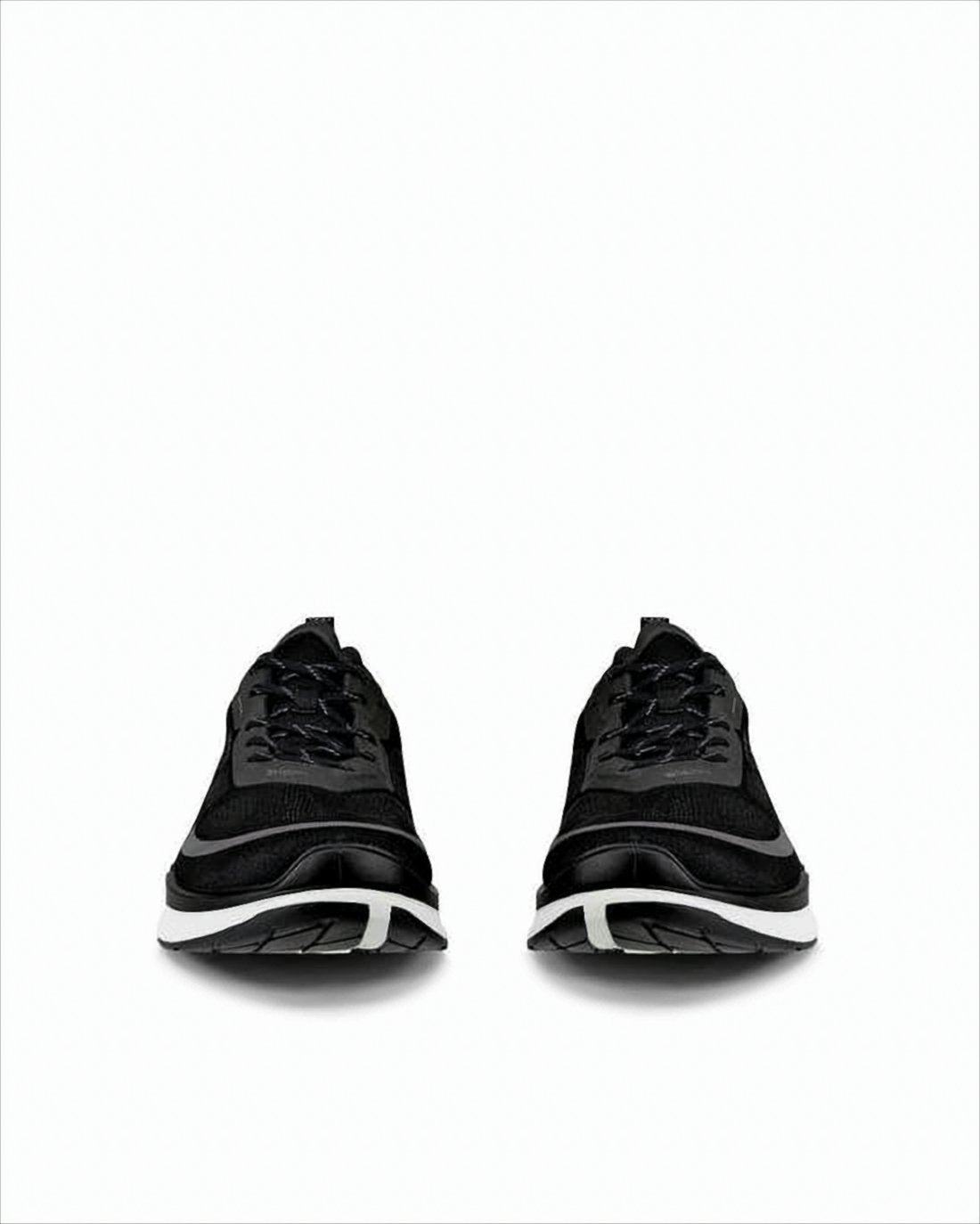 Low-Profile Black Mesh Sneakers with Rubber Sole