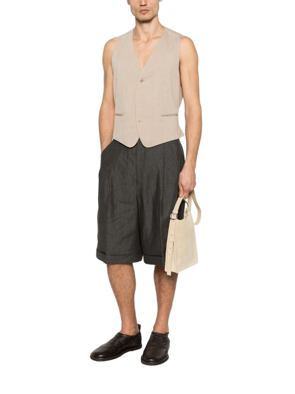 Relaxed Fit Grey Shorts with Cuffed Hem