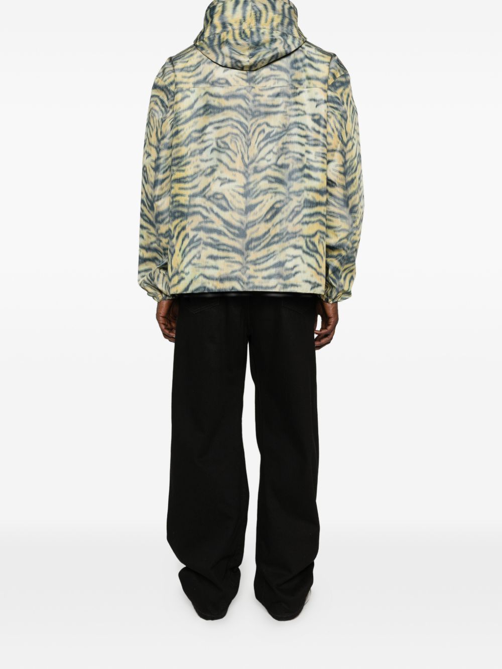 Tiger Stripe Hooded Jacket With Flap Pockets
