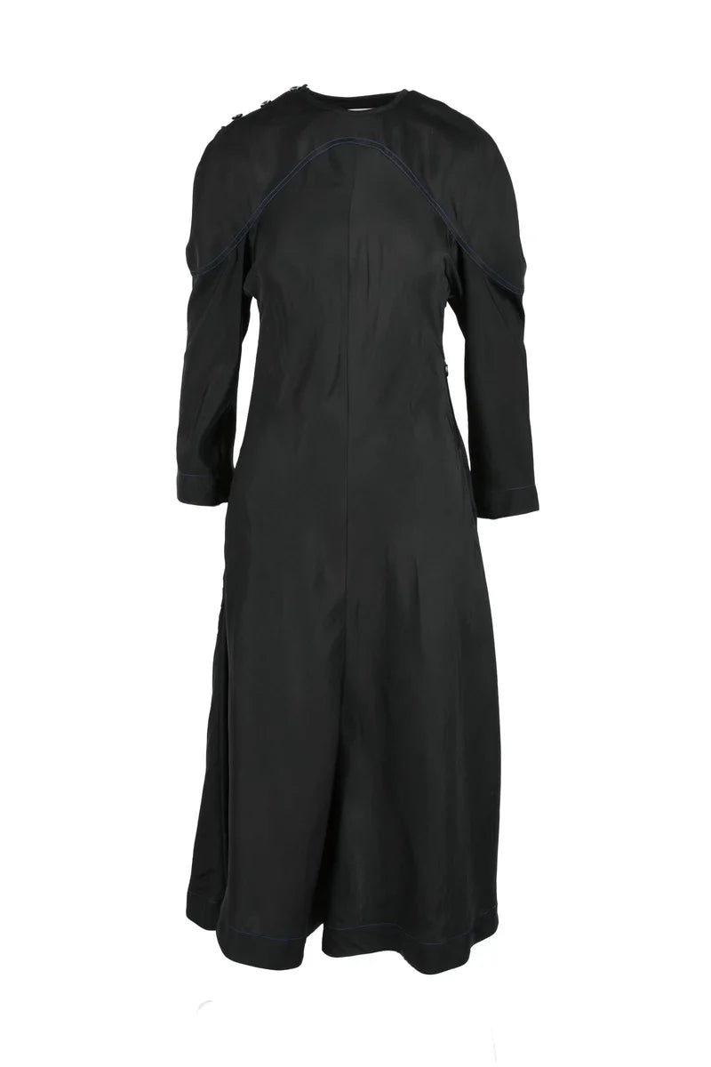 Long Viscose and Silk Dress - Black