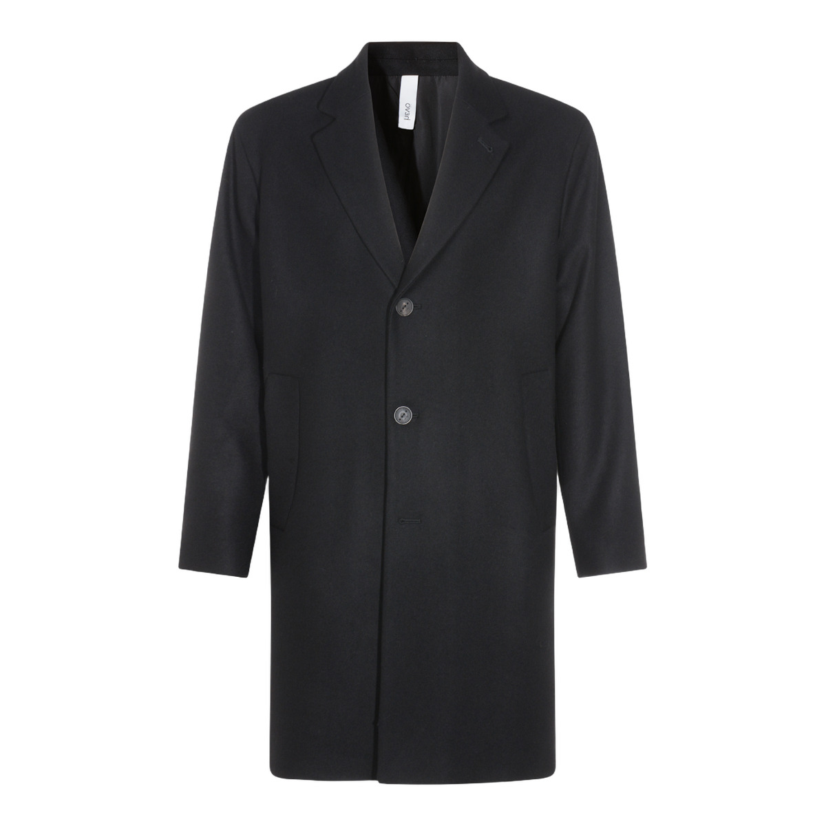 Classic Black Overcoat with Notched Lapel