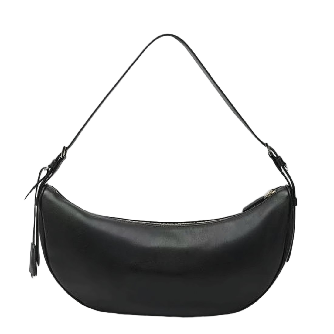 Crescent-Shaped Shoulder Bag in Smooth Leather