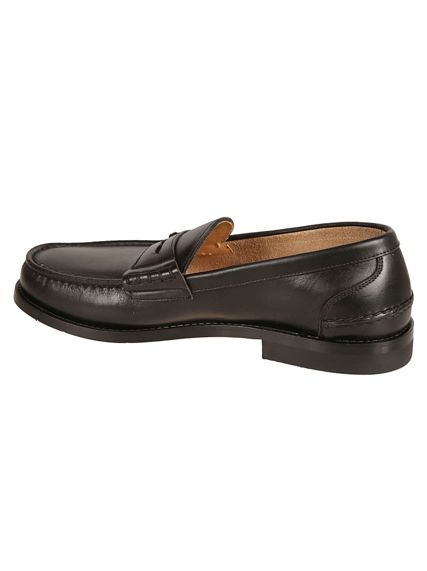 Minimalist Black Calf Leather Flat Shoes