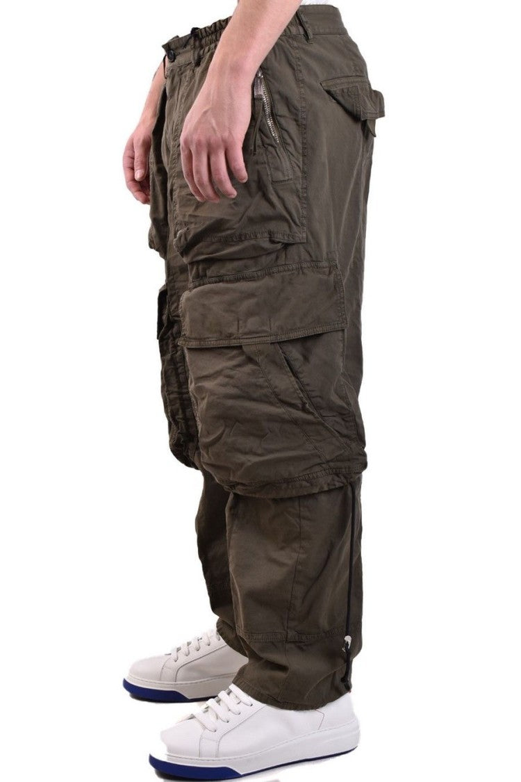 Green Cotton Blend Cargo Pants