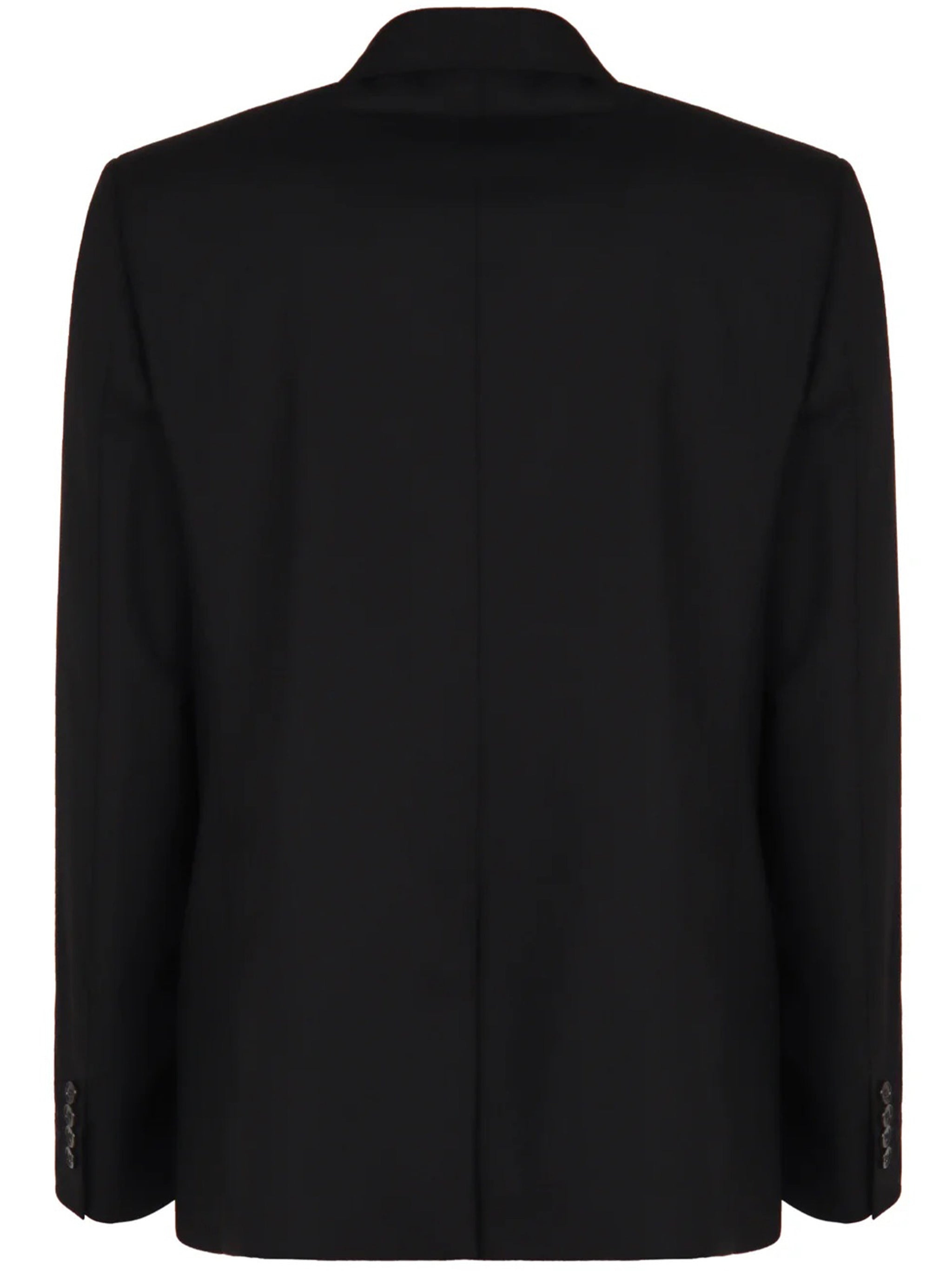 Black Double-Breasted Structured Wool Jacket