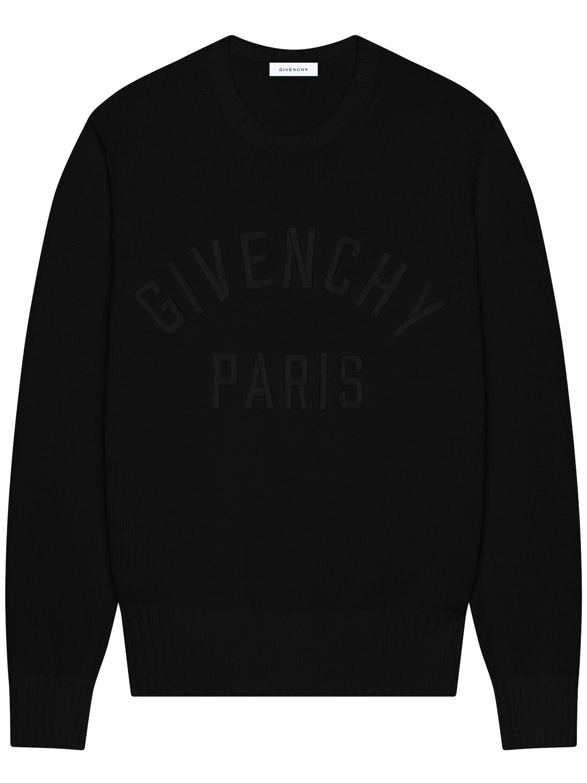Black Embossed Detail Crew Neck Sweater