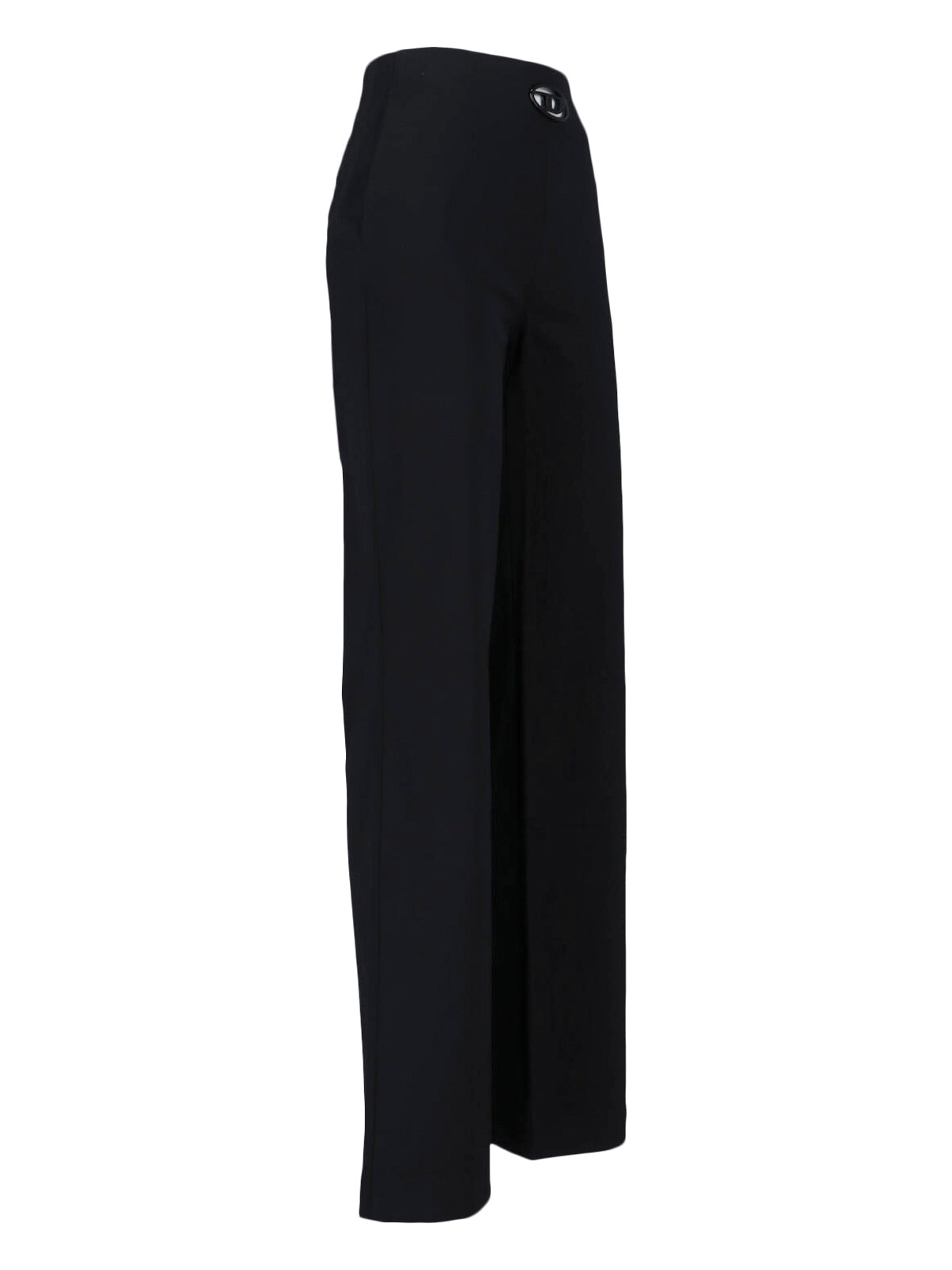 Straight-Leg Wool Blend Pants With Side Zipper And Logo Detail