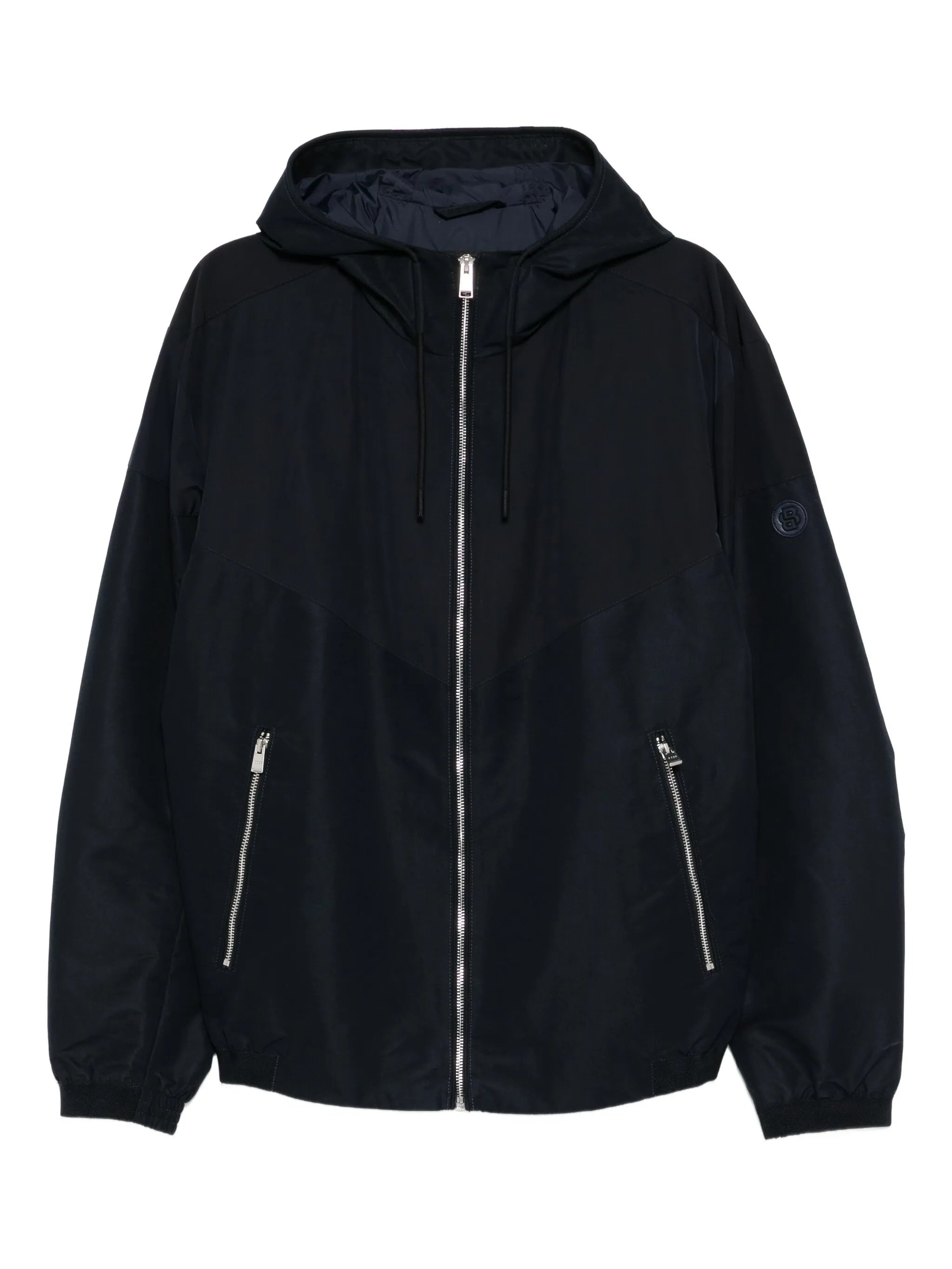 Black H Cireno Sleek Zippered Hooded Jacket