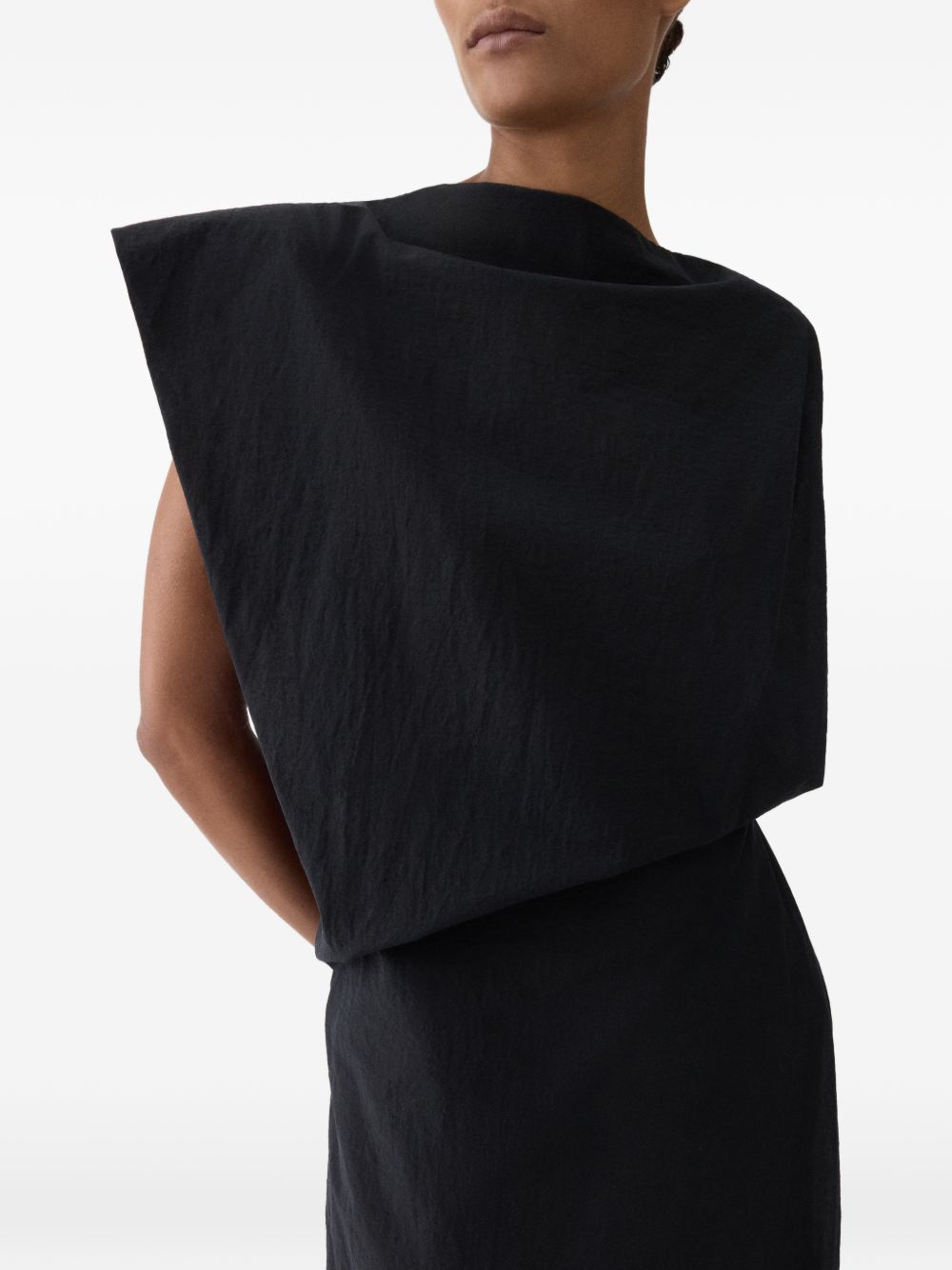 Asymmetrical Draped Midi Dress
