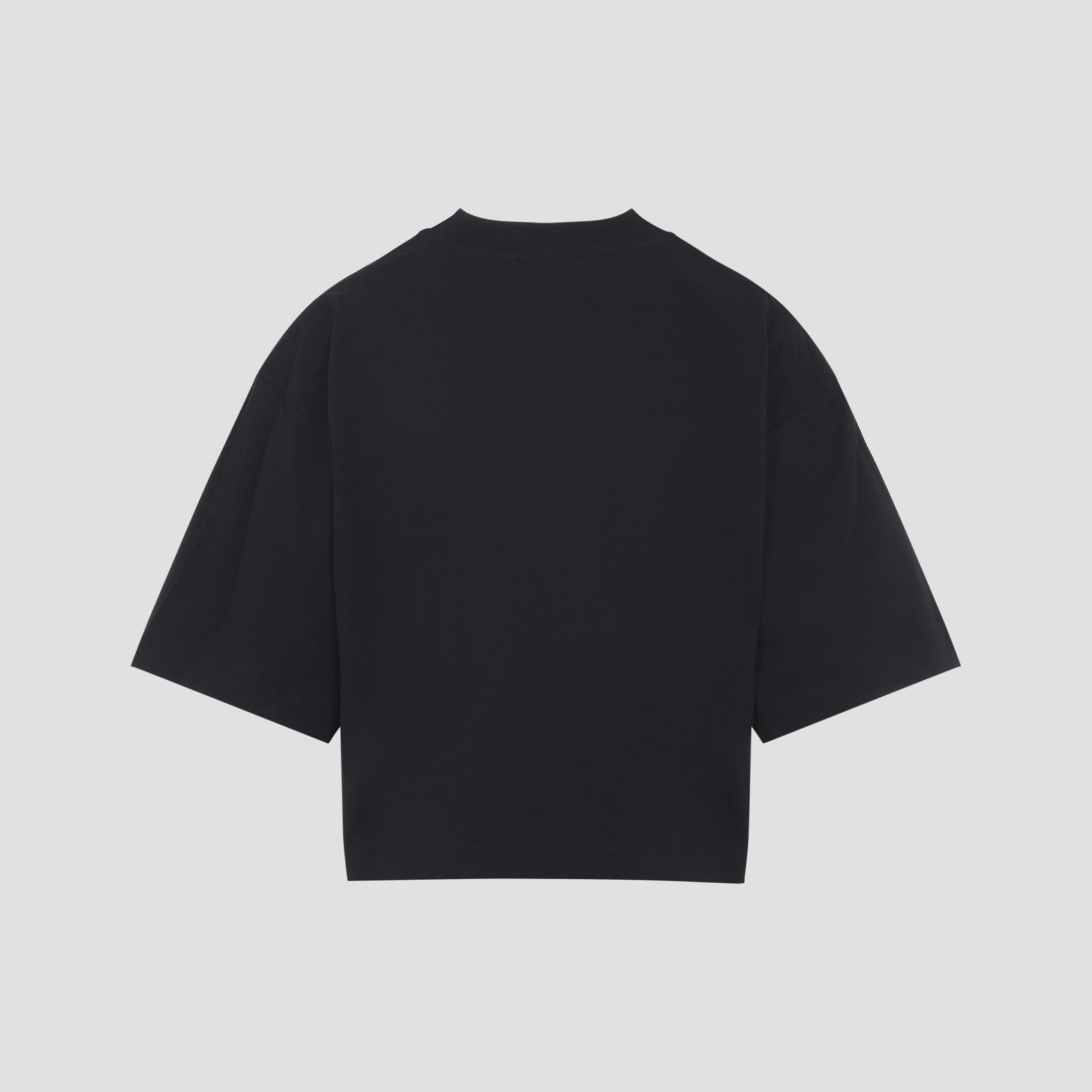 Black Cotton T-Shirt With Contrasting White Lettering