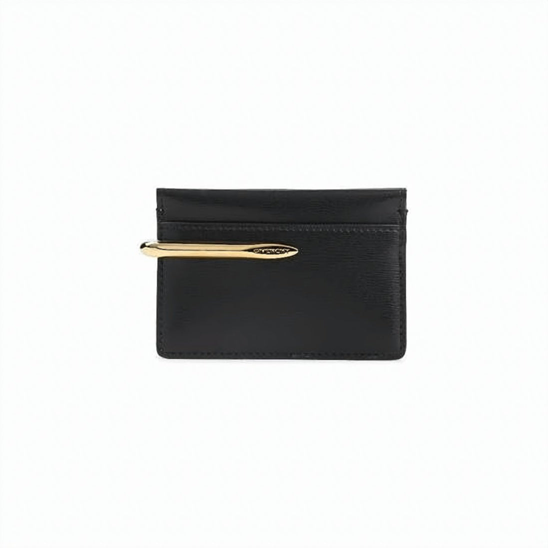 Sleek Calf Leather Cardholder with Gold-tone Accent