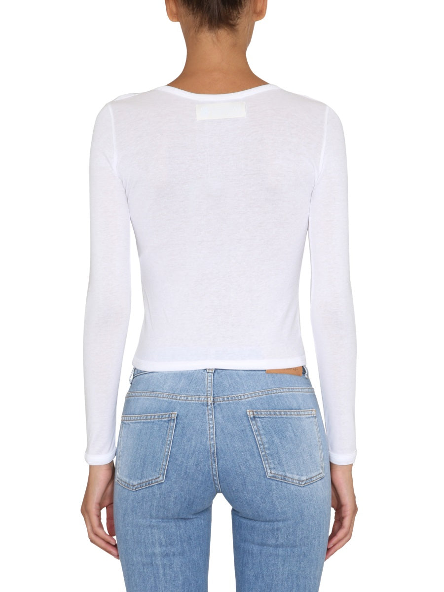 Fitted Long-Sleeve Top with Shoulder Cut-Outs