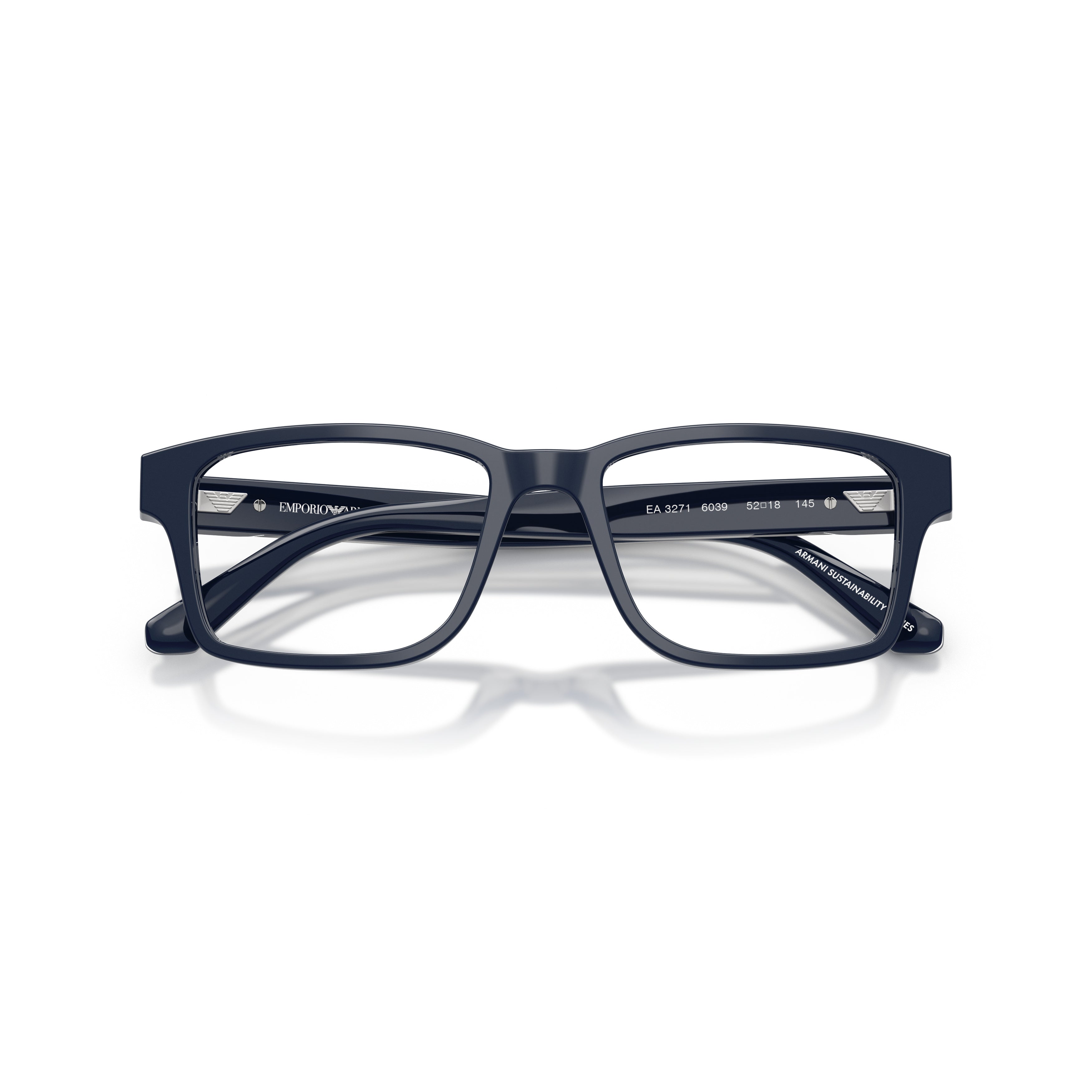 0ea3271 Rectangular Navy Acetate Eyeglass Frames with Silver Accents