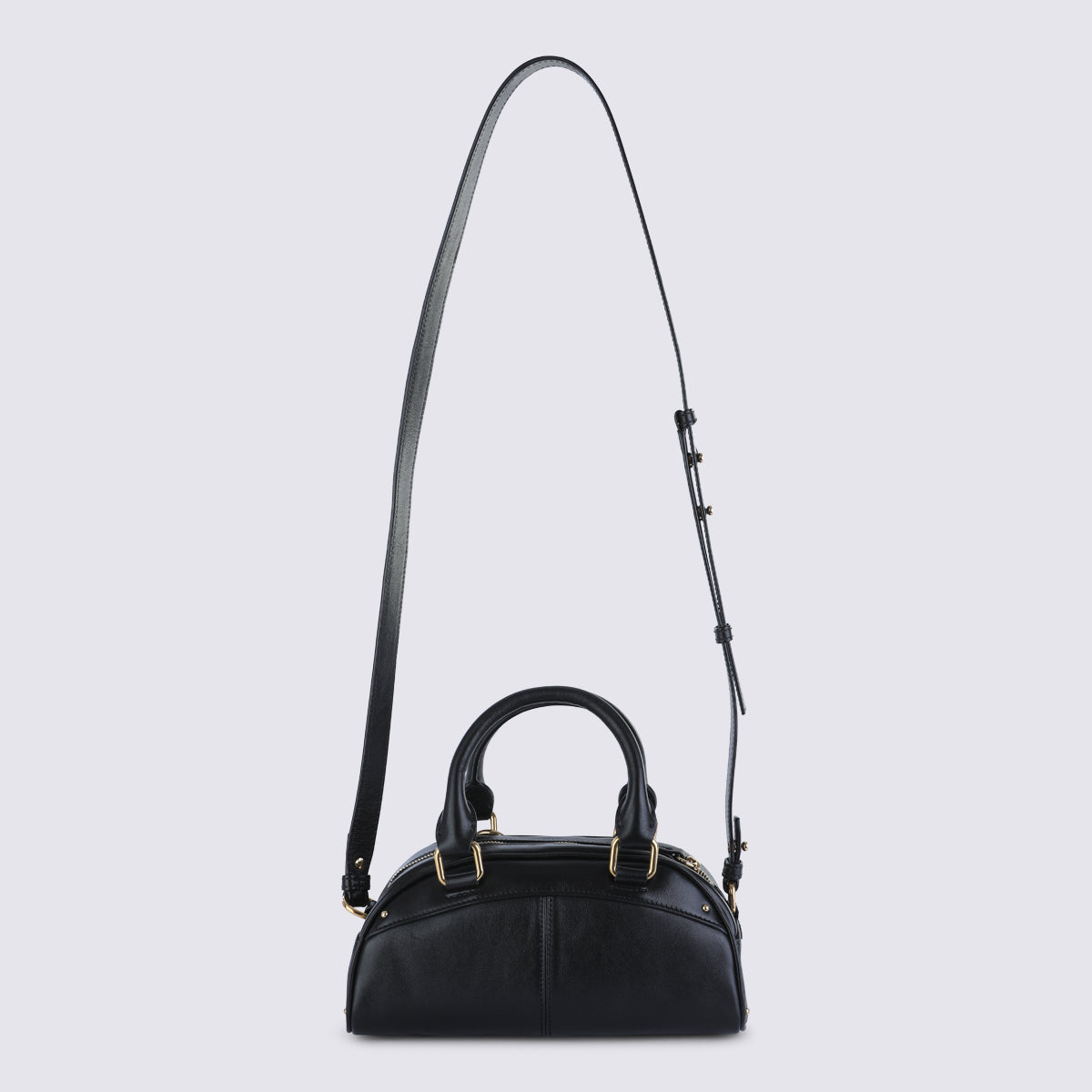Black Leather Chloé Bowling Top Handle Bag