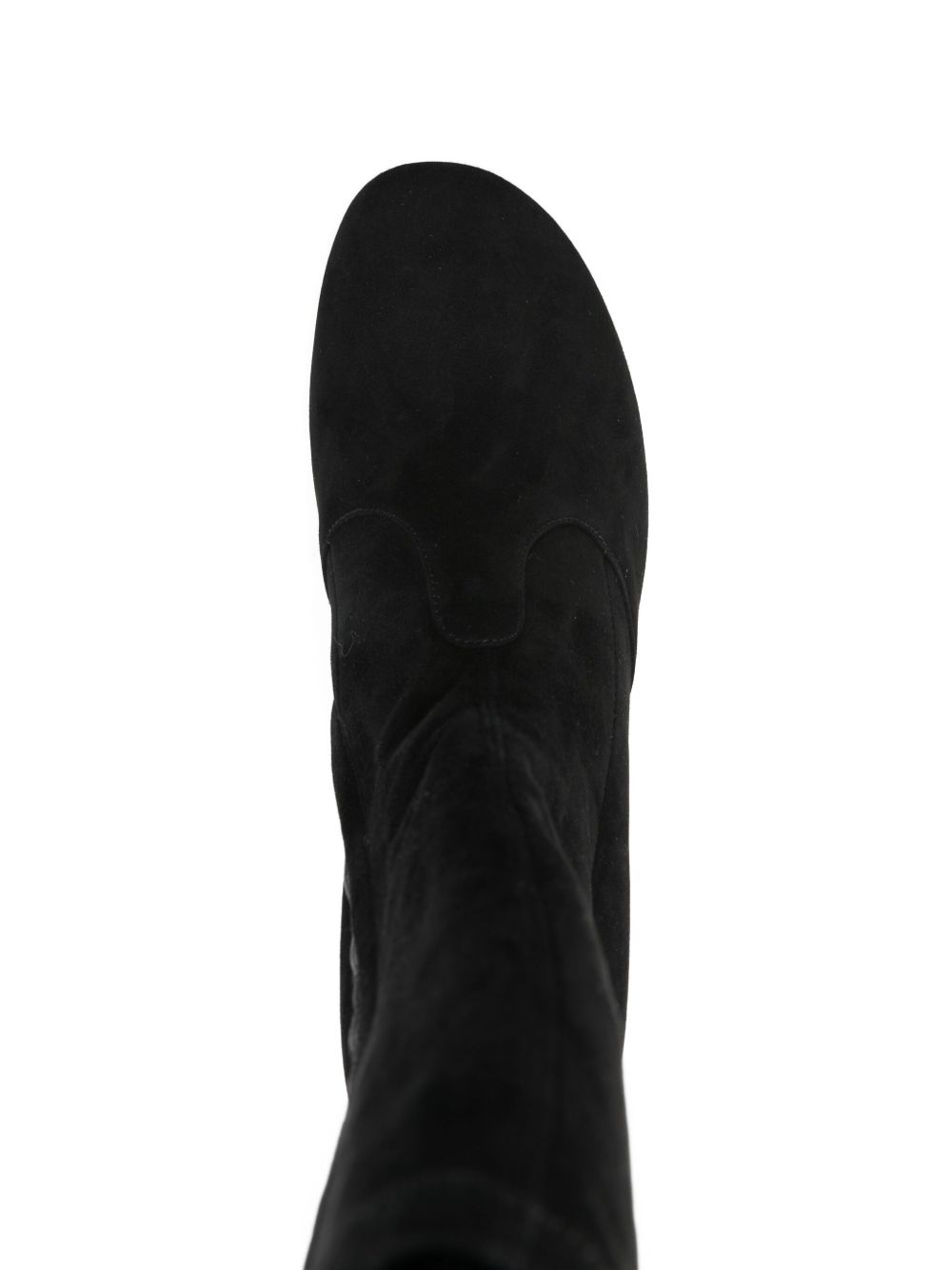 Sculptural Gold-Tone Heel Black Leather Boots