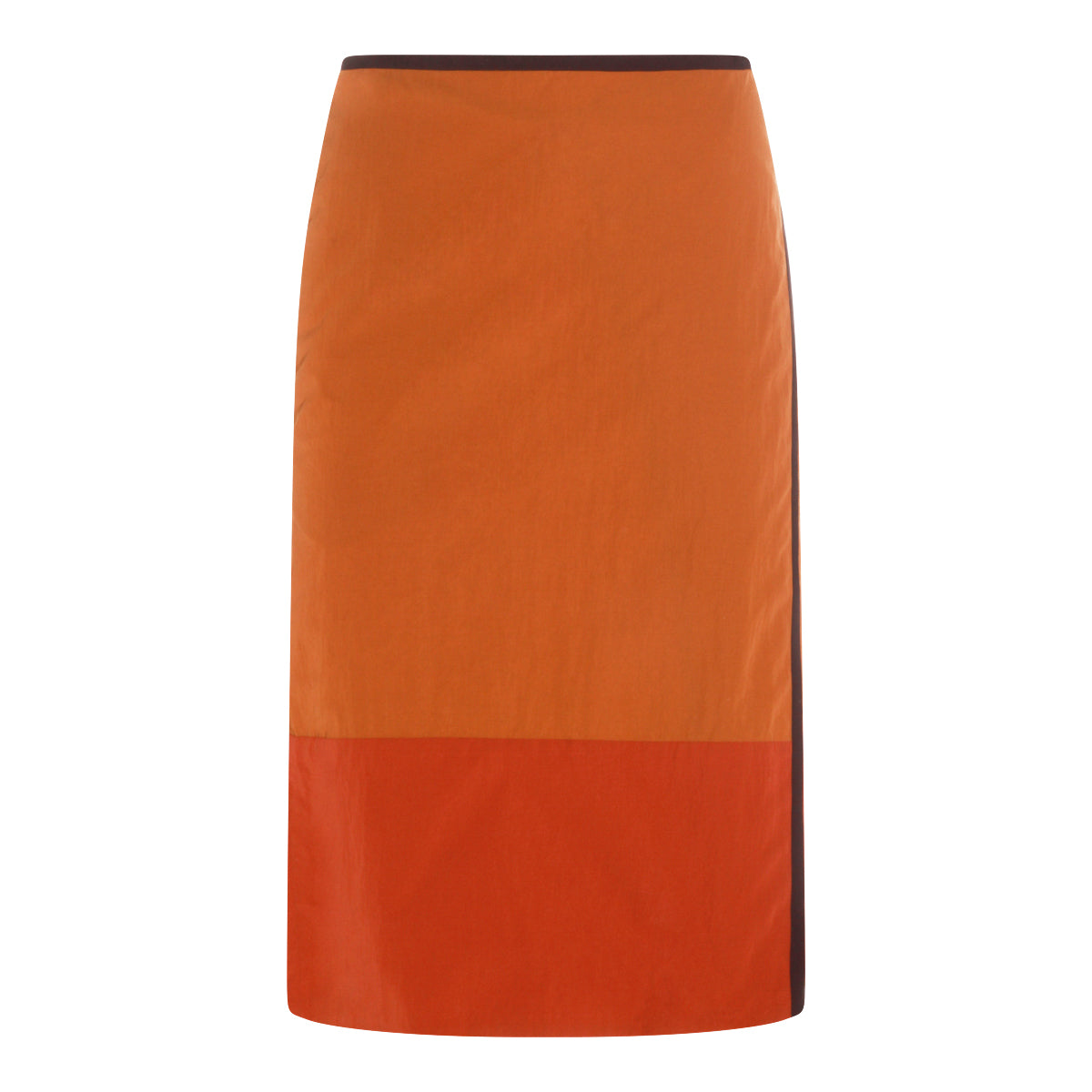 Knee-Length Color-Block Midi Skirt