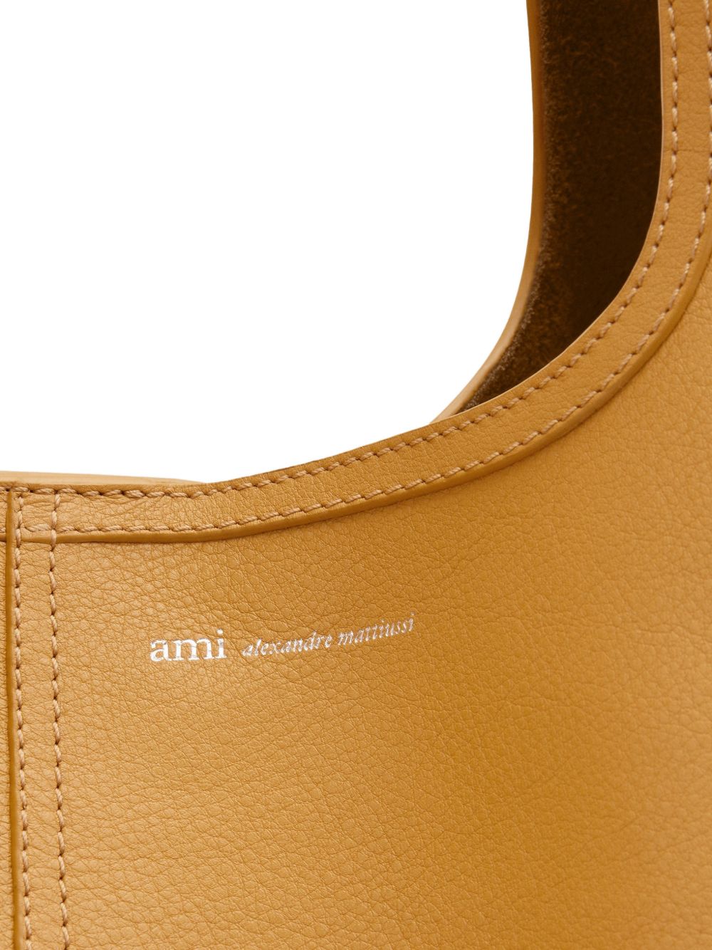 Honey Leather Shoulder Bag With Embossed Logo