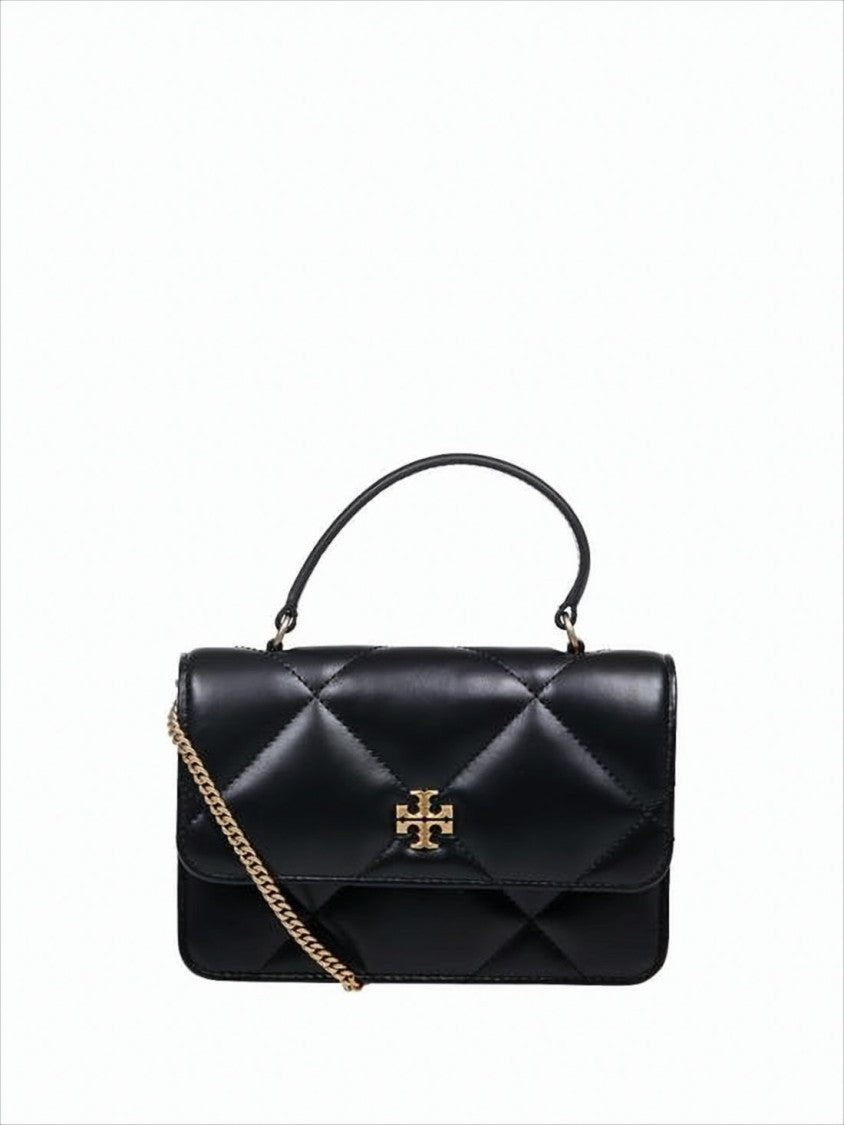 Quilted Leather Tote Bag with Gold-tone Chain Strap