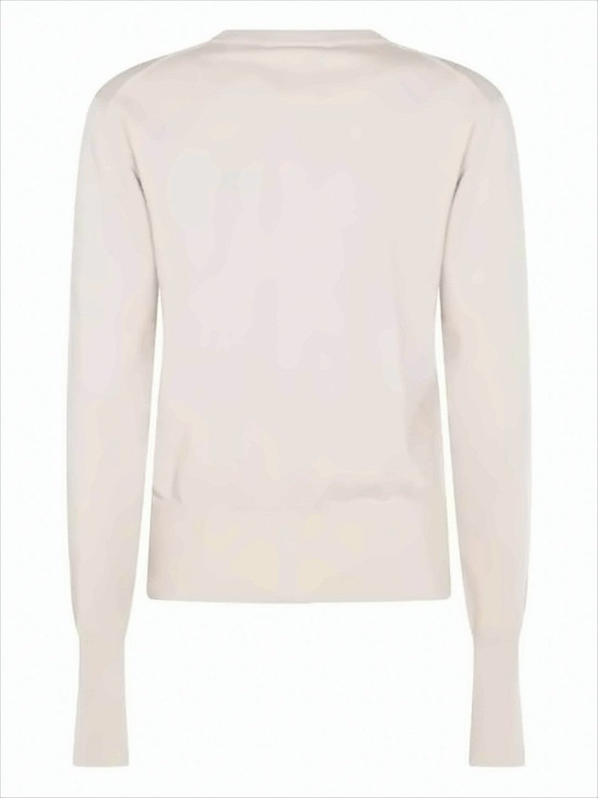 Button-Down Cardigan with Round Neckline and Embroidered Emblem