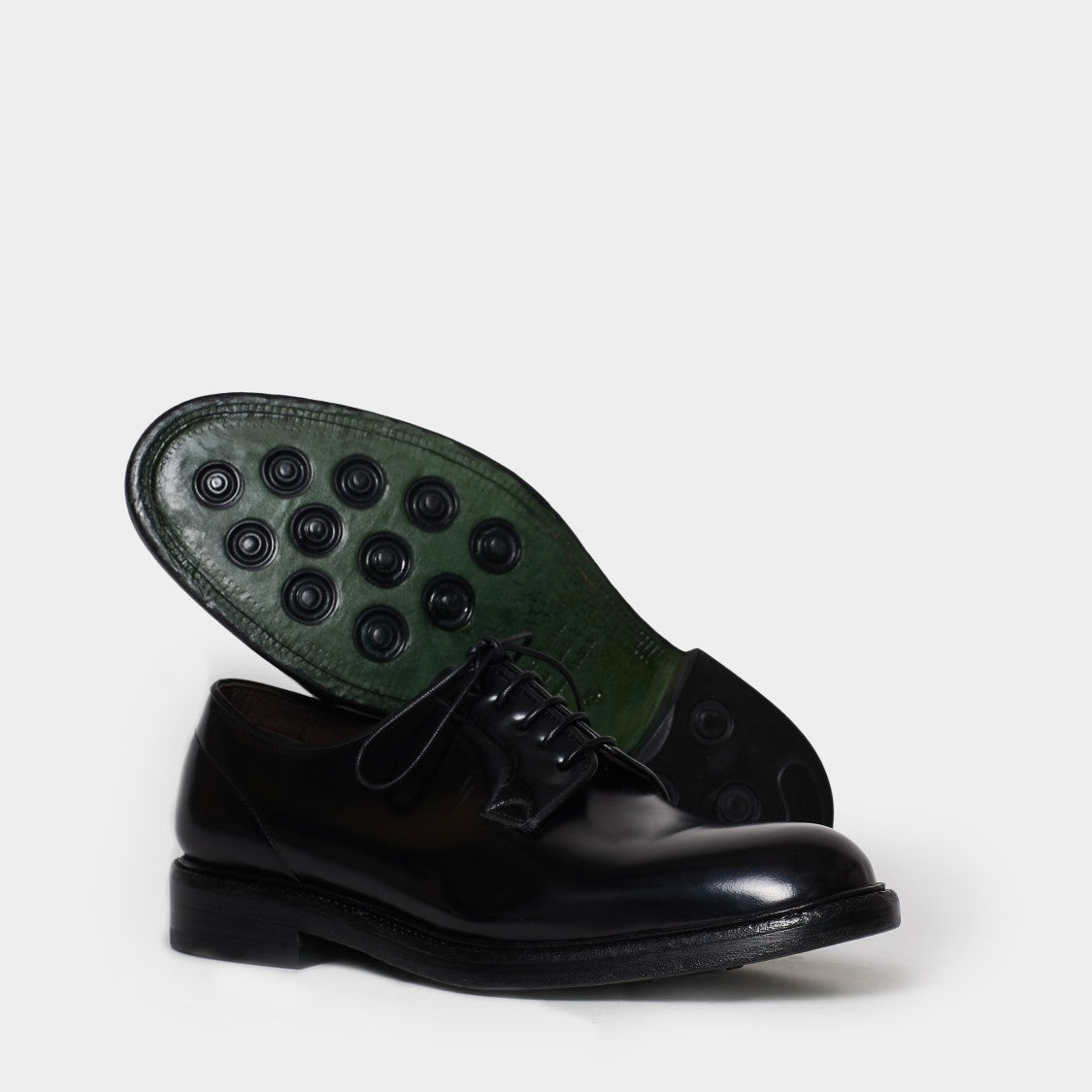 Black Brushed Derby Tied Shoe