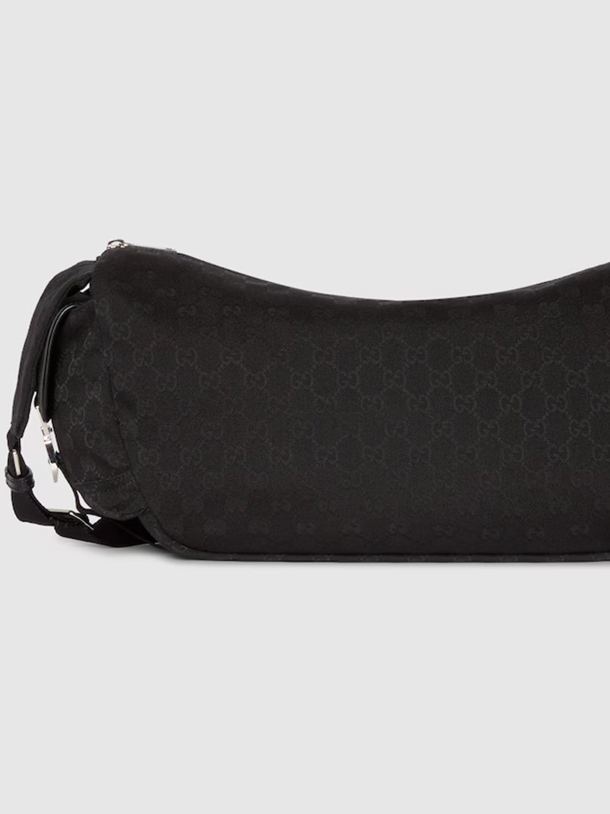 Black Curved Top Zipper Crossbody Bag
