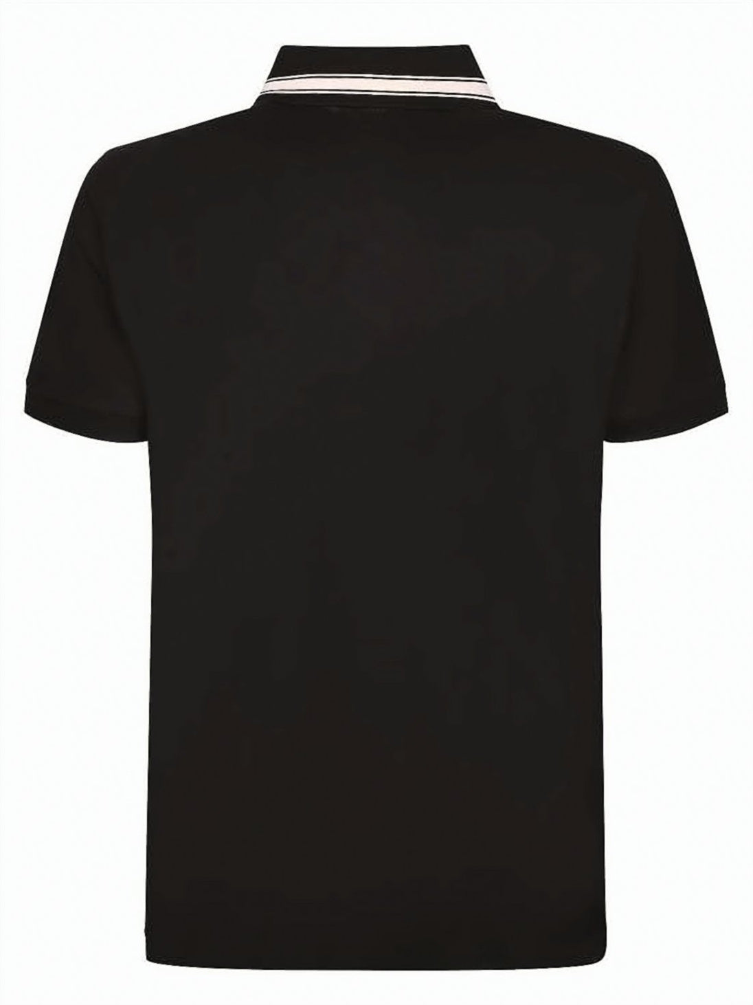 Short-Sleeve Polo Shirt with Striped Collar and Logo Patch