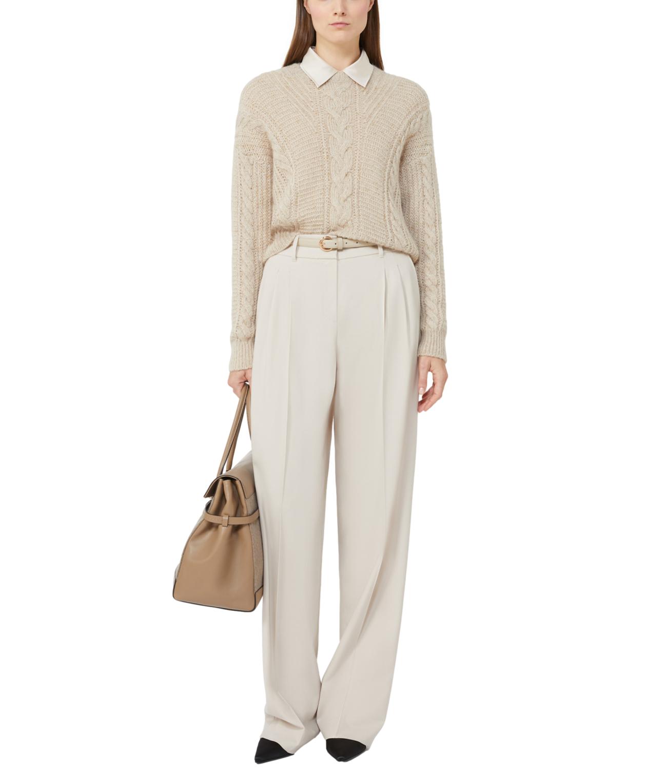 Refined Beige Sweater With Cable Knit Design
