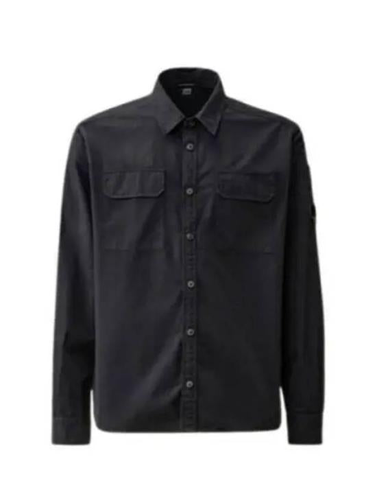 Long-Sleeve Classic Collar Shirt With Chest Pockets