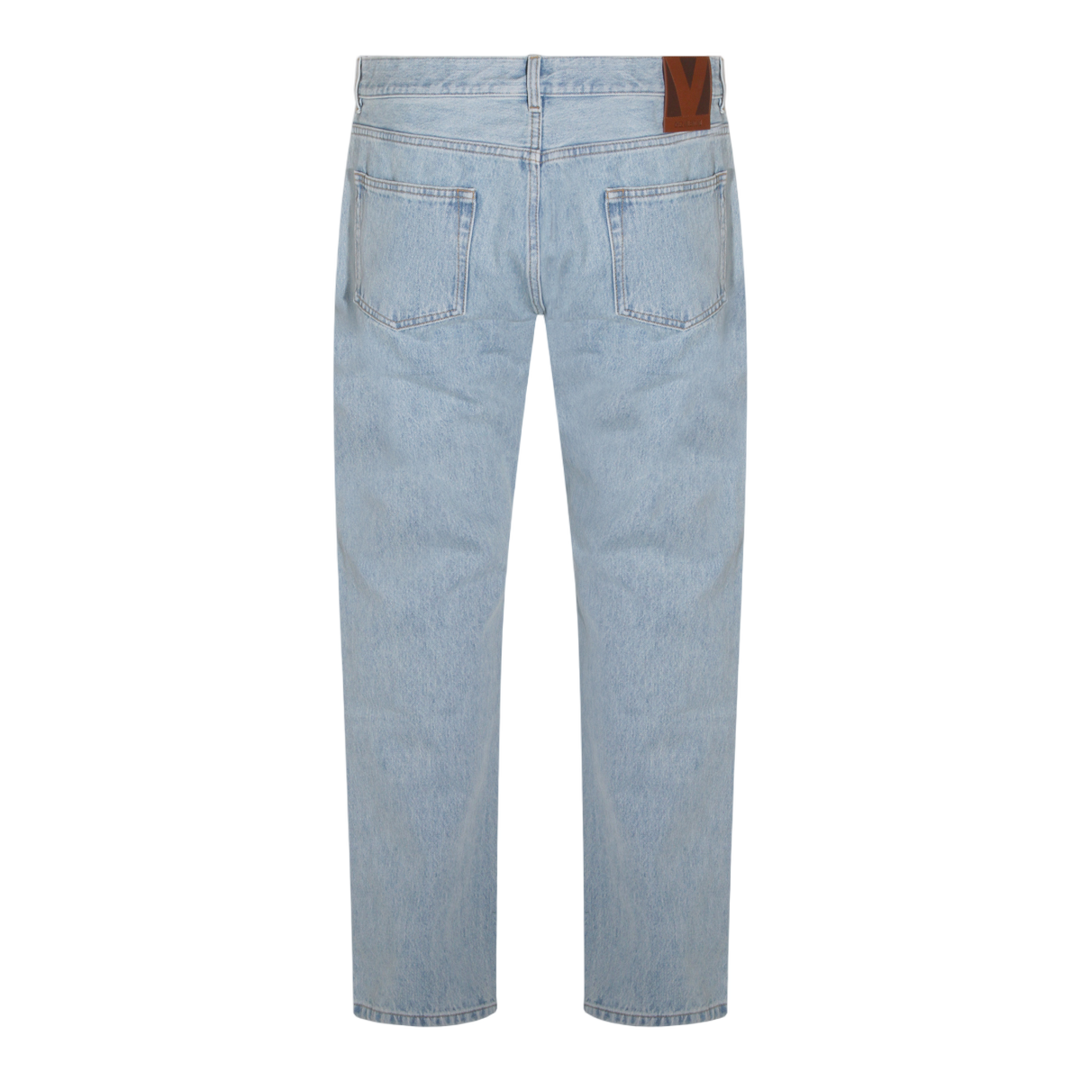Light Blue Straight-Leg Jeans with Five-Pocket Design