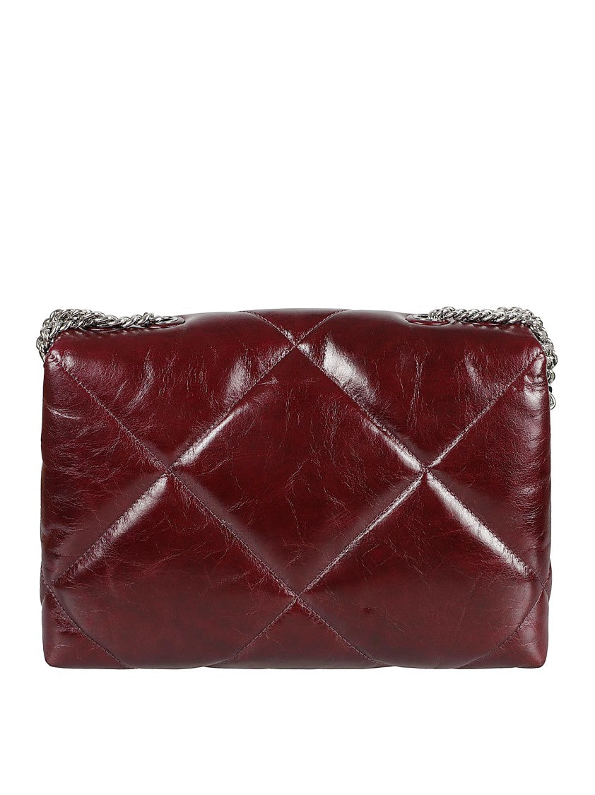 Quilted Burgundy Clutch Bag With Logo Clasp