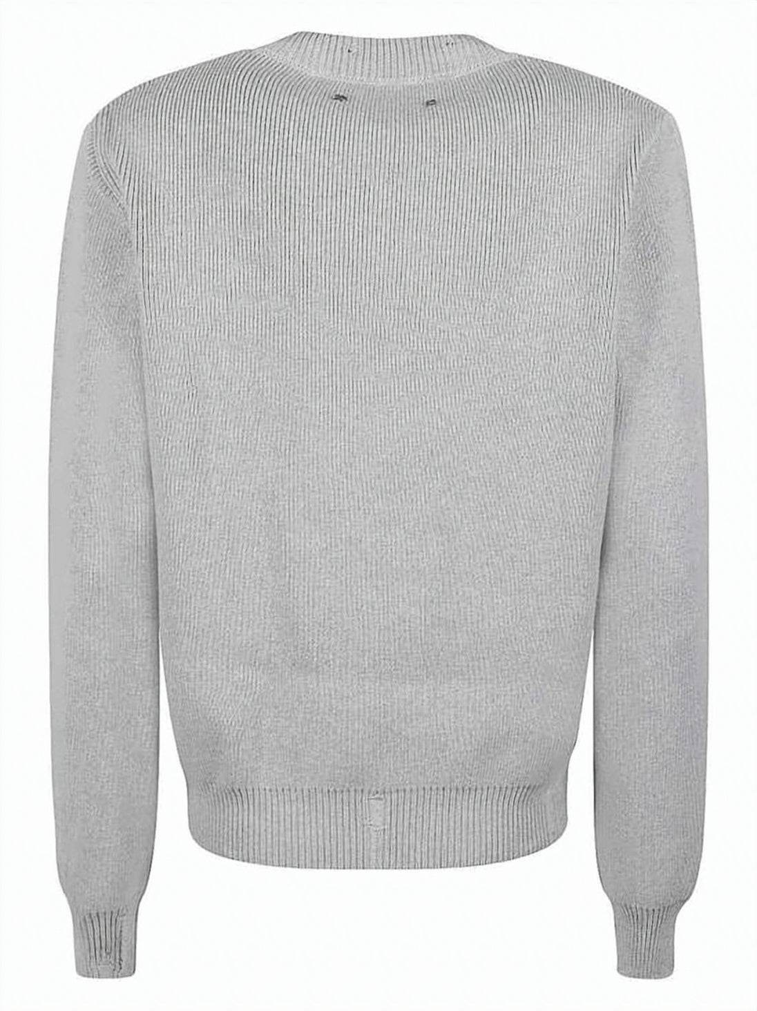Ribbed Knit Sweater with Distressed Details