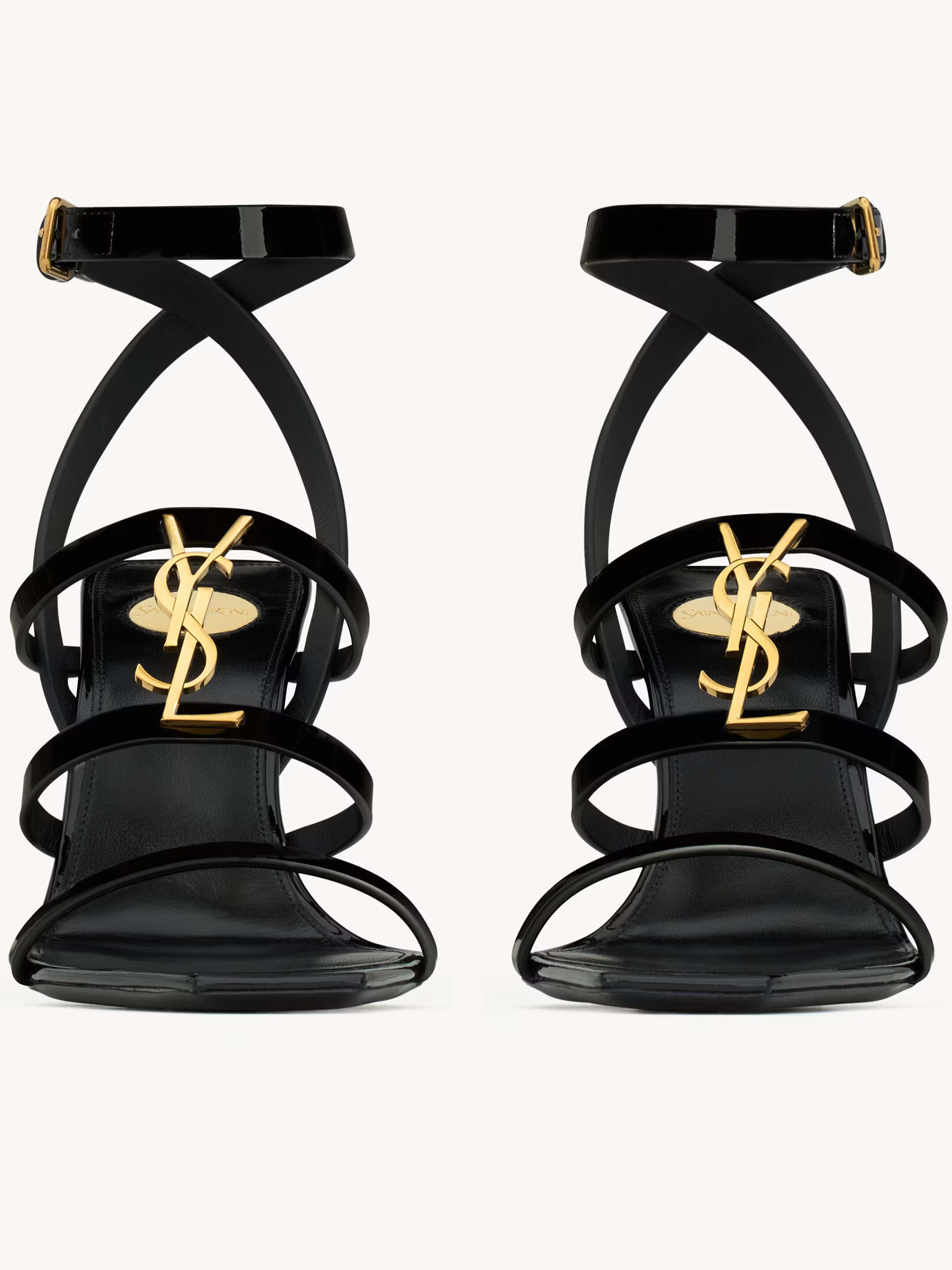 Black Cassandra High-Heeled Patent Sandals