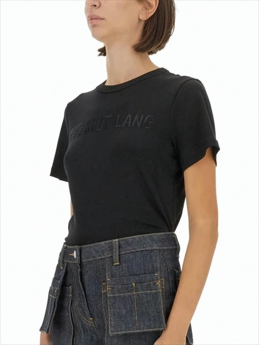Fitted Short-Sleeve Helmut Lang T-Shirt with Embossed Logo