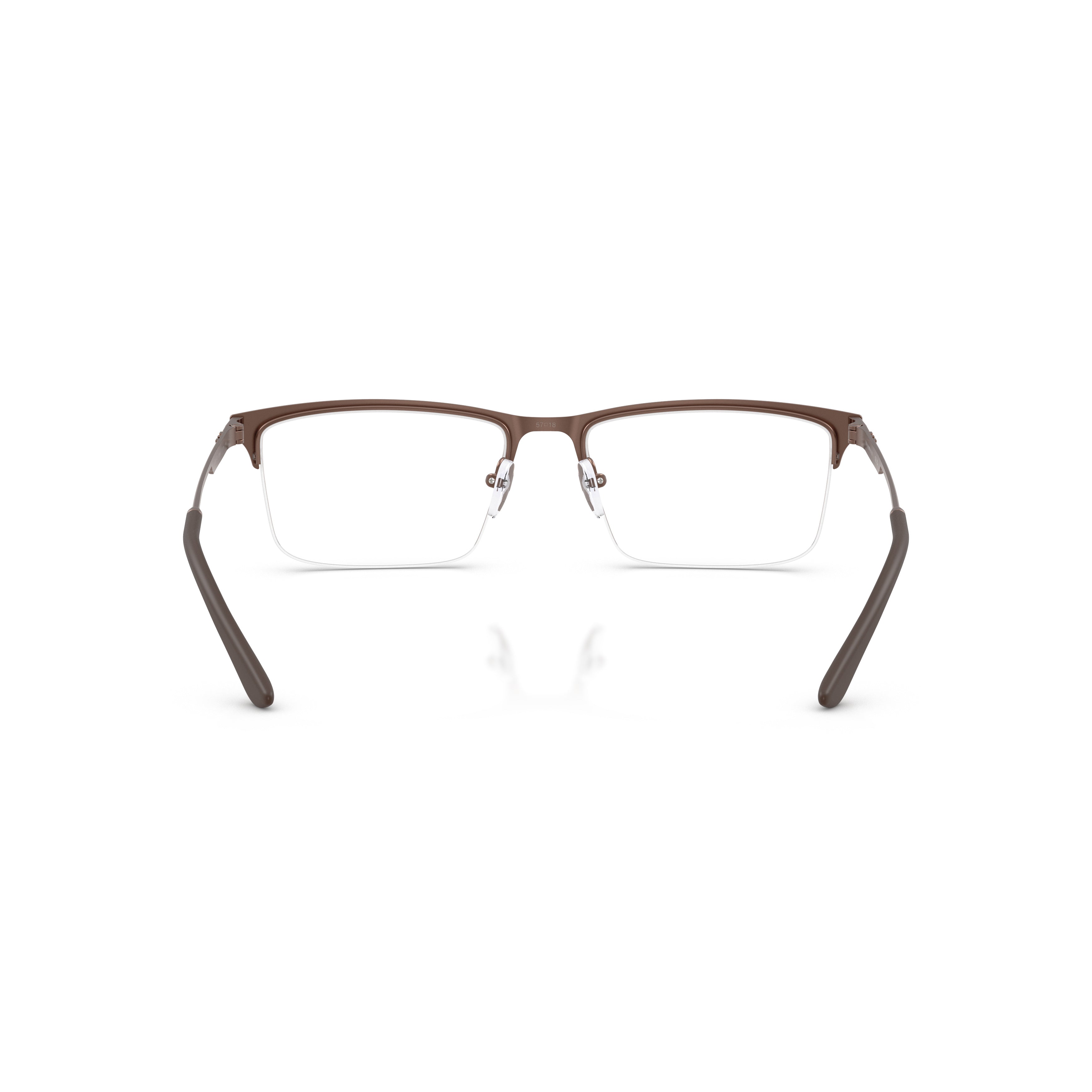 0ea1177 Semi-Rimless Rectangular Eyeglasses with Matte Brown Frame