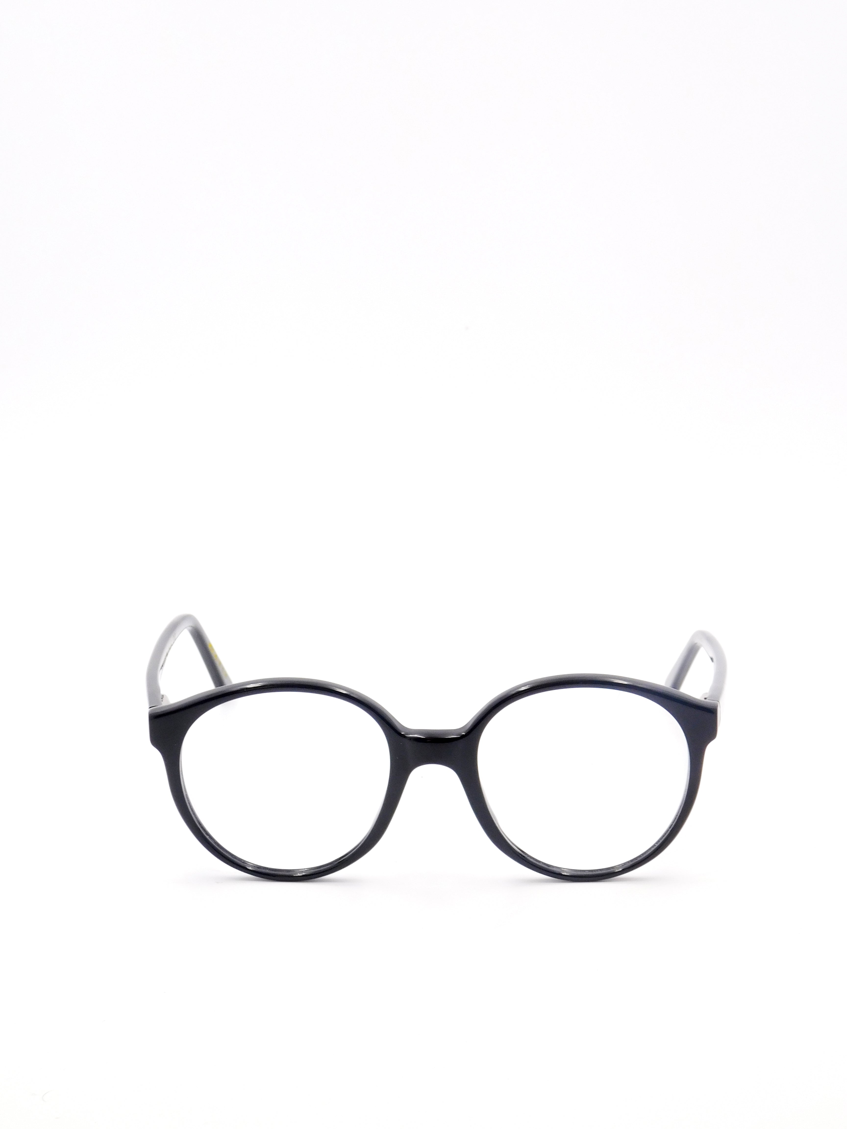 Rounded Black Optical Frames with Acetate and Celluloid Composition