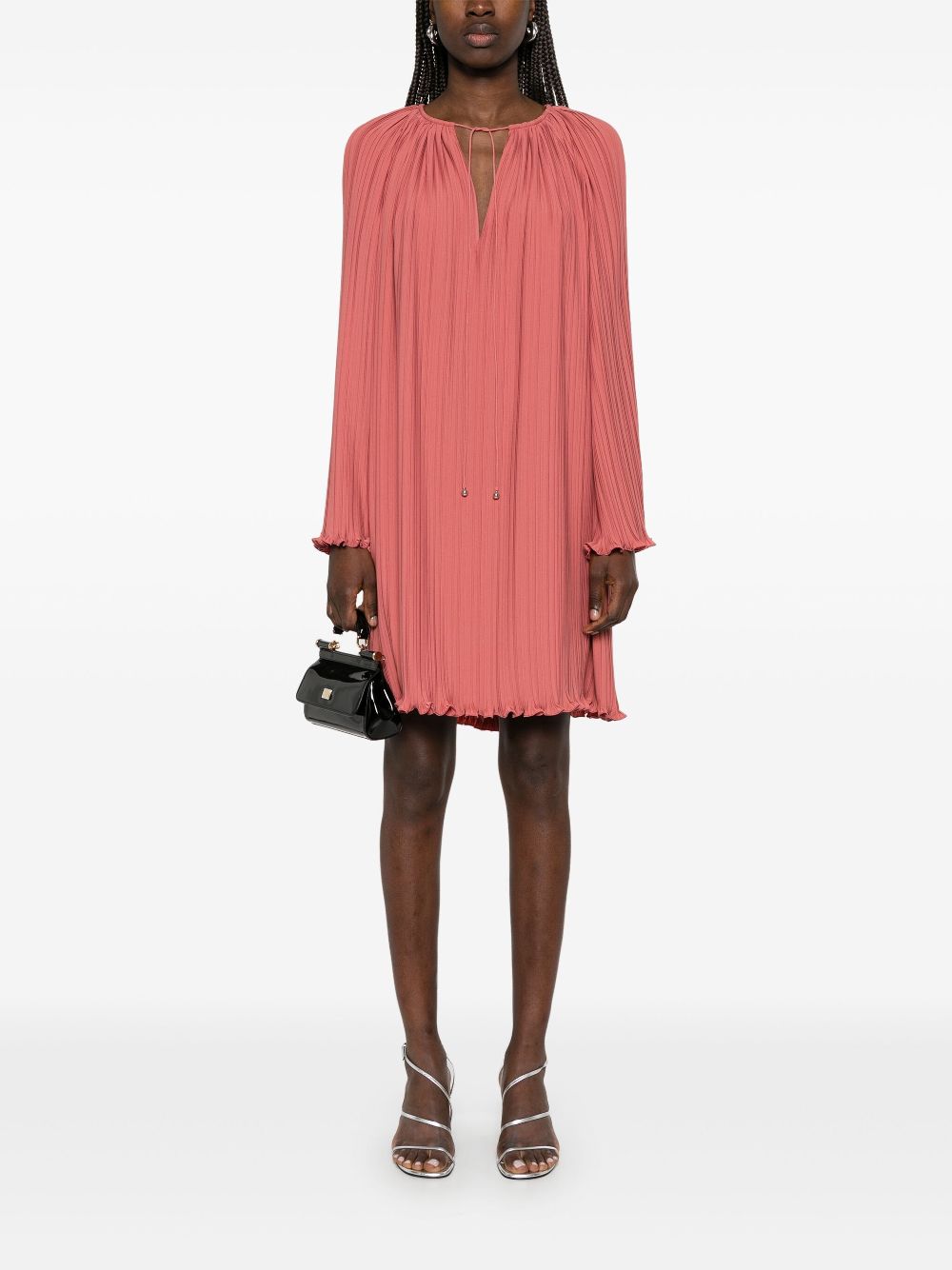 Mini Dress with Drawstring Neck