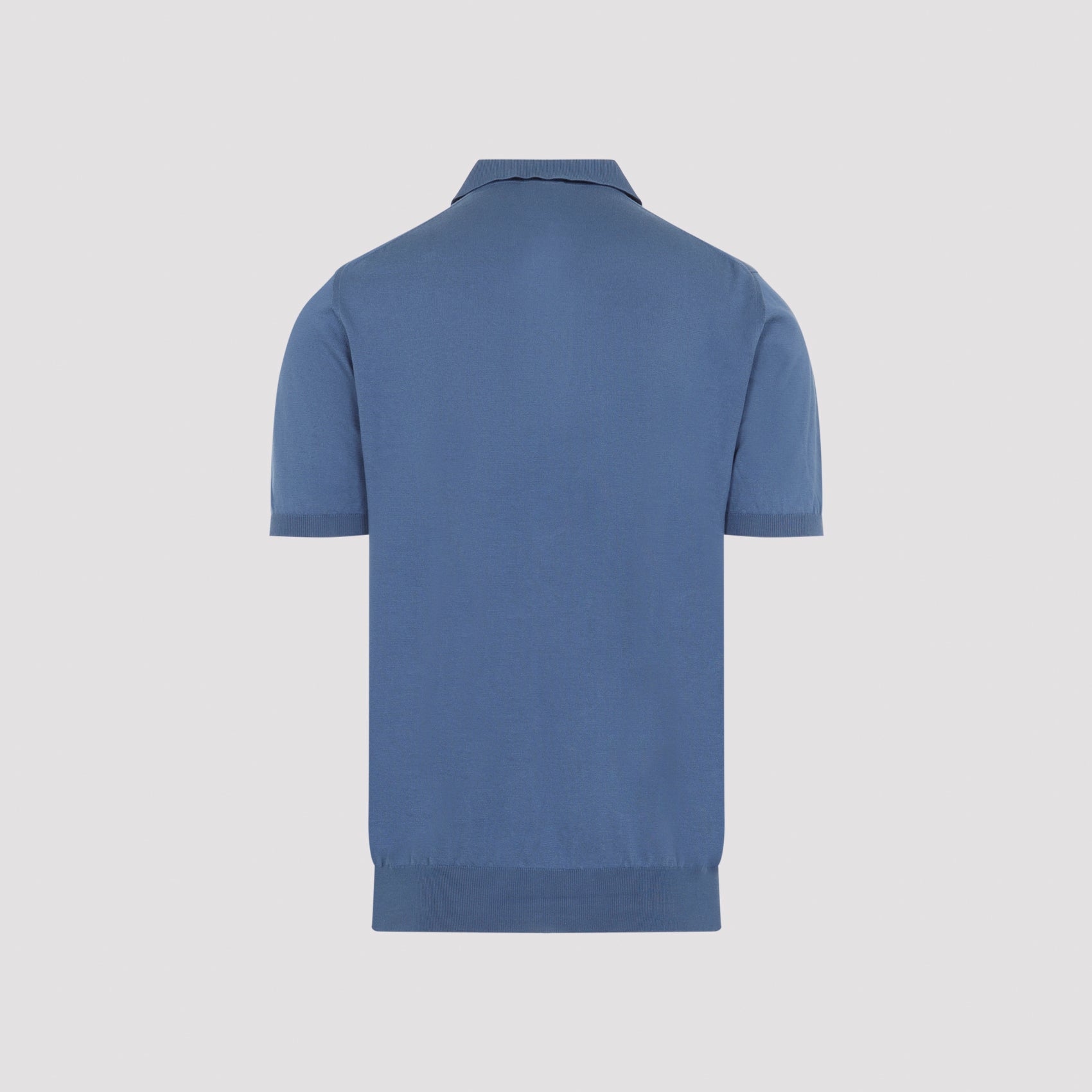 Fitted Blue Cotton Polo Shirt